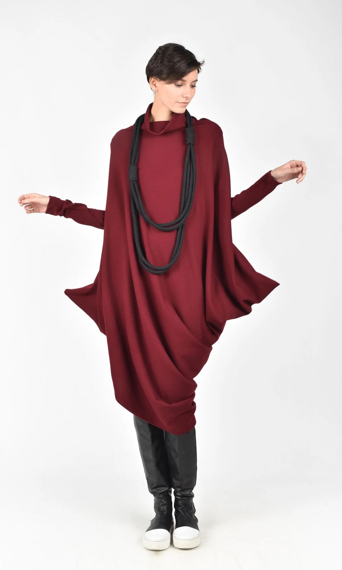 Asymmetric Knit Tunic Dress - Image 3