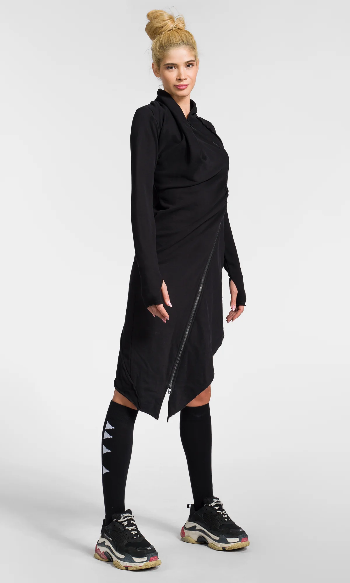 Asymmetric Long-Sleeved Sweatshirt Dress - Image 3
