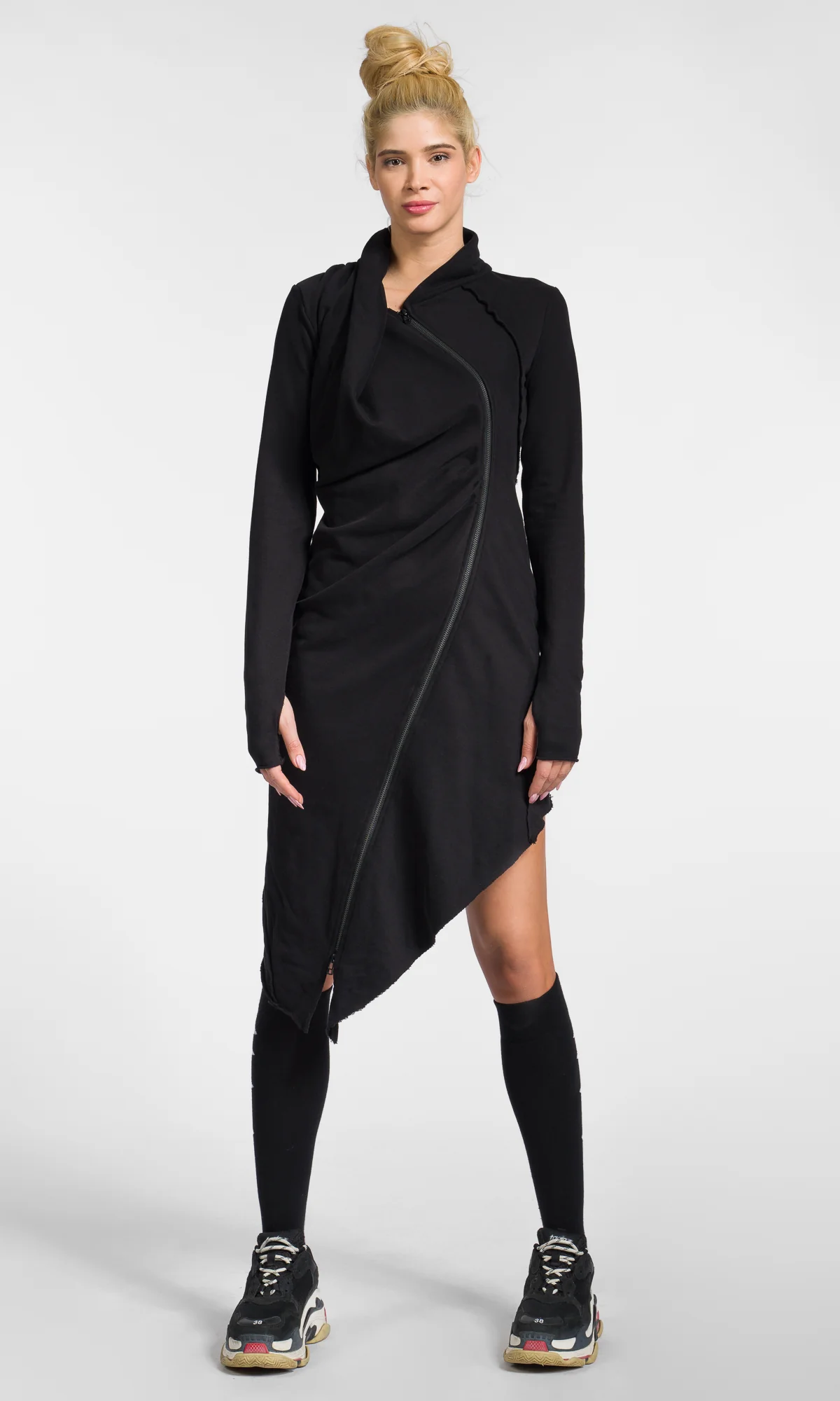 Asymmetric Long-Sleeved Sweatshirt Dress - Image 5
