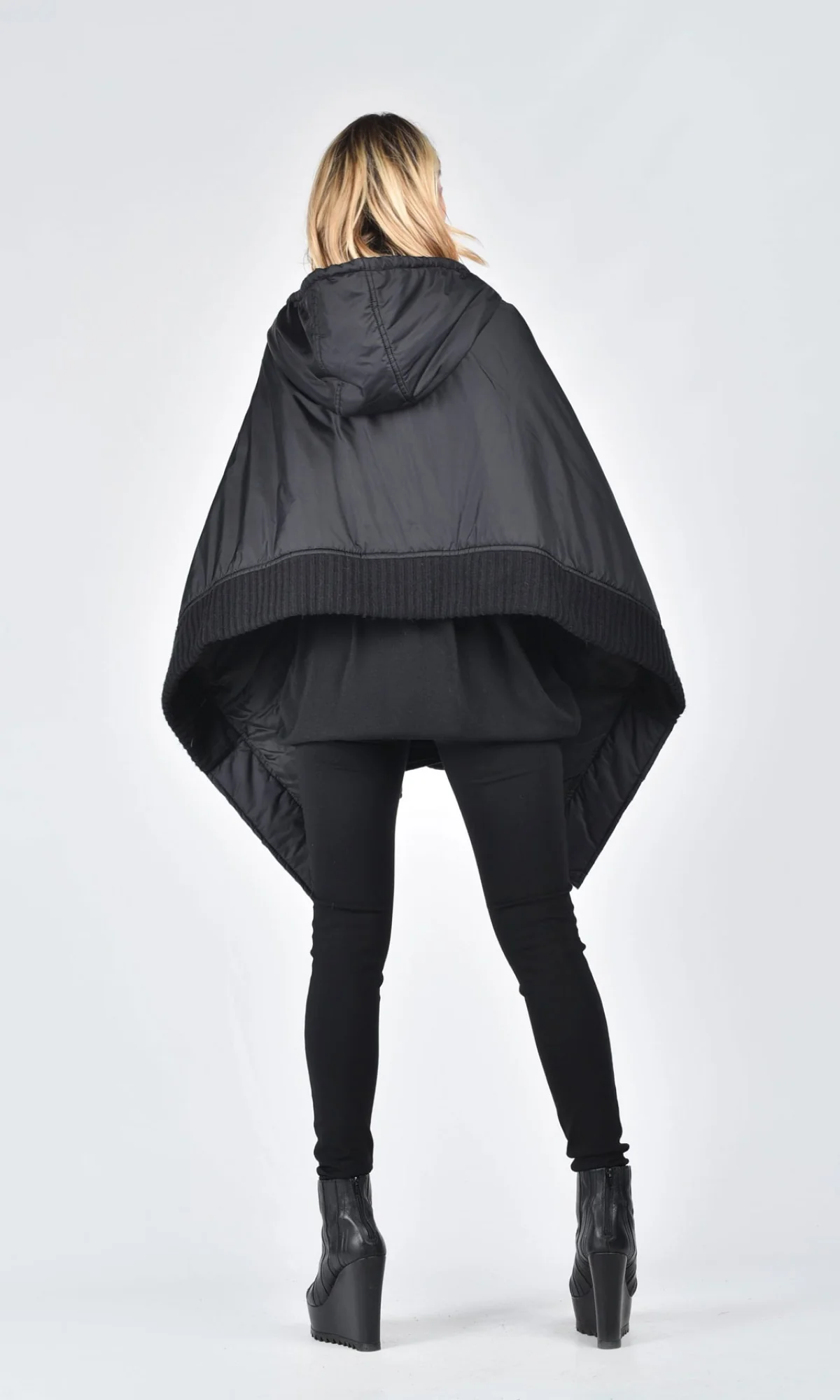 Asymmetric Quilted Poncho - Image 3
