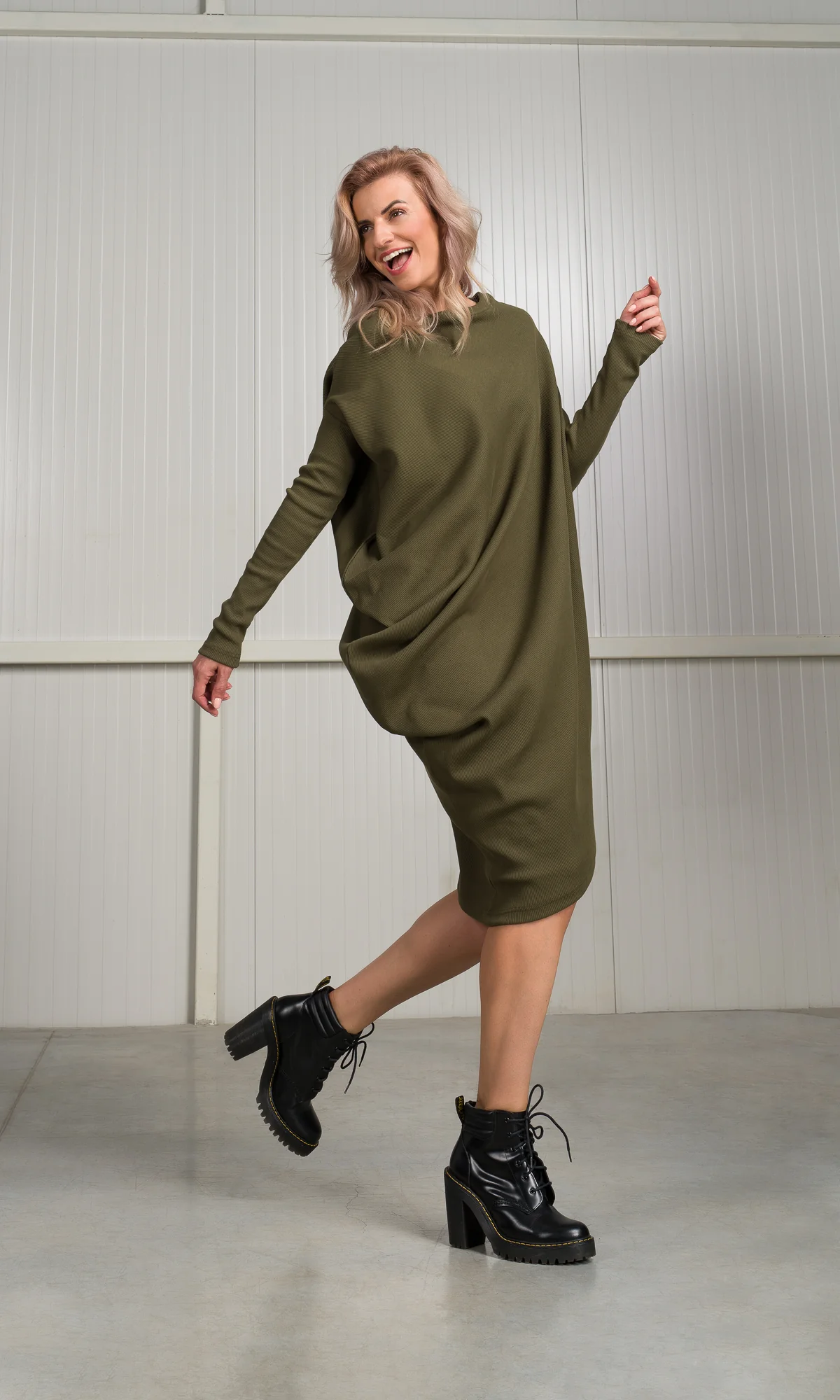 Asymmetric Ribbed Tunic Dress - Image 6