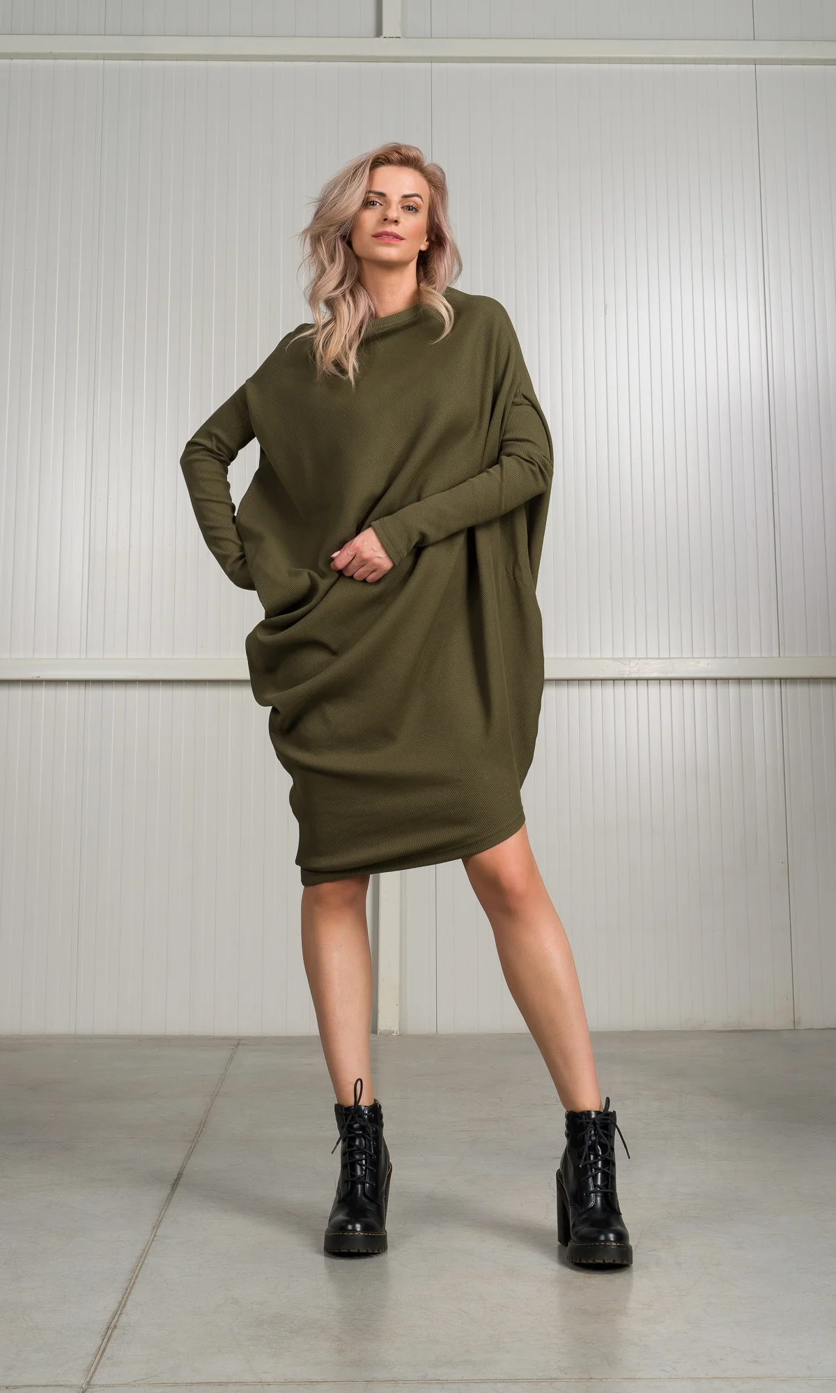 Asymmetric Ribbed Tunic Dress - Image 8