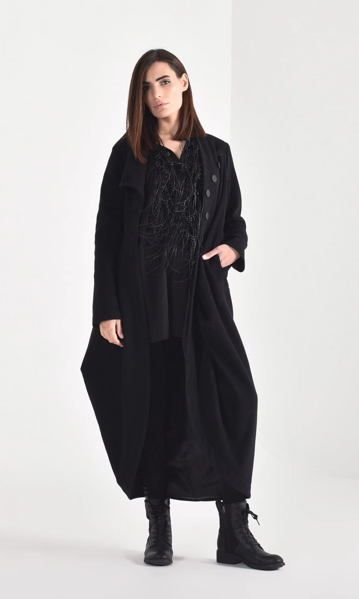 Asymmetric Wool Blend Coat - Image 2
