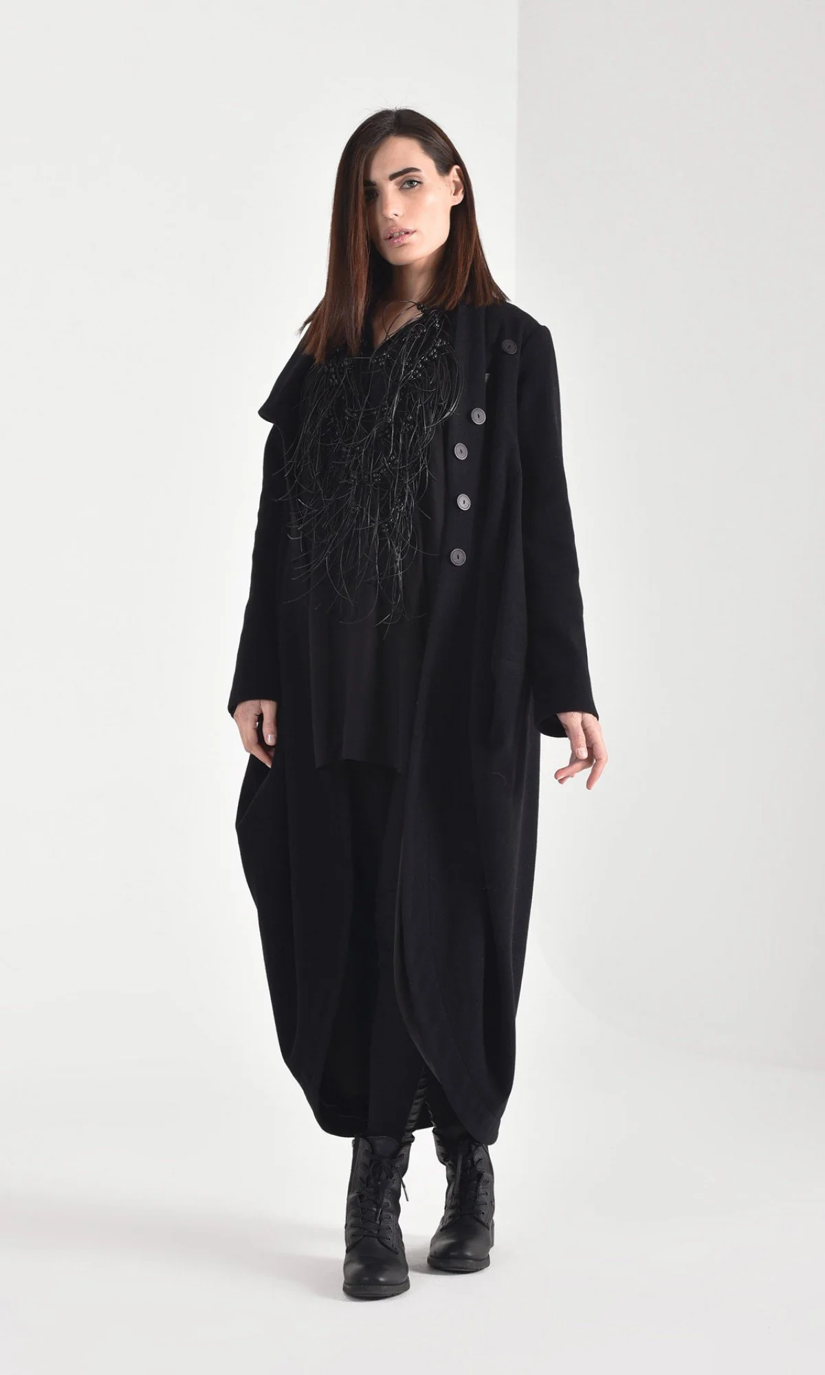 Asymmetric Wool Blend Coat - Image 4