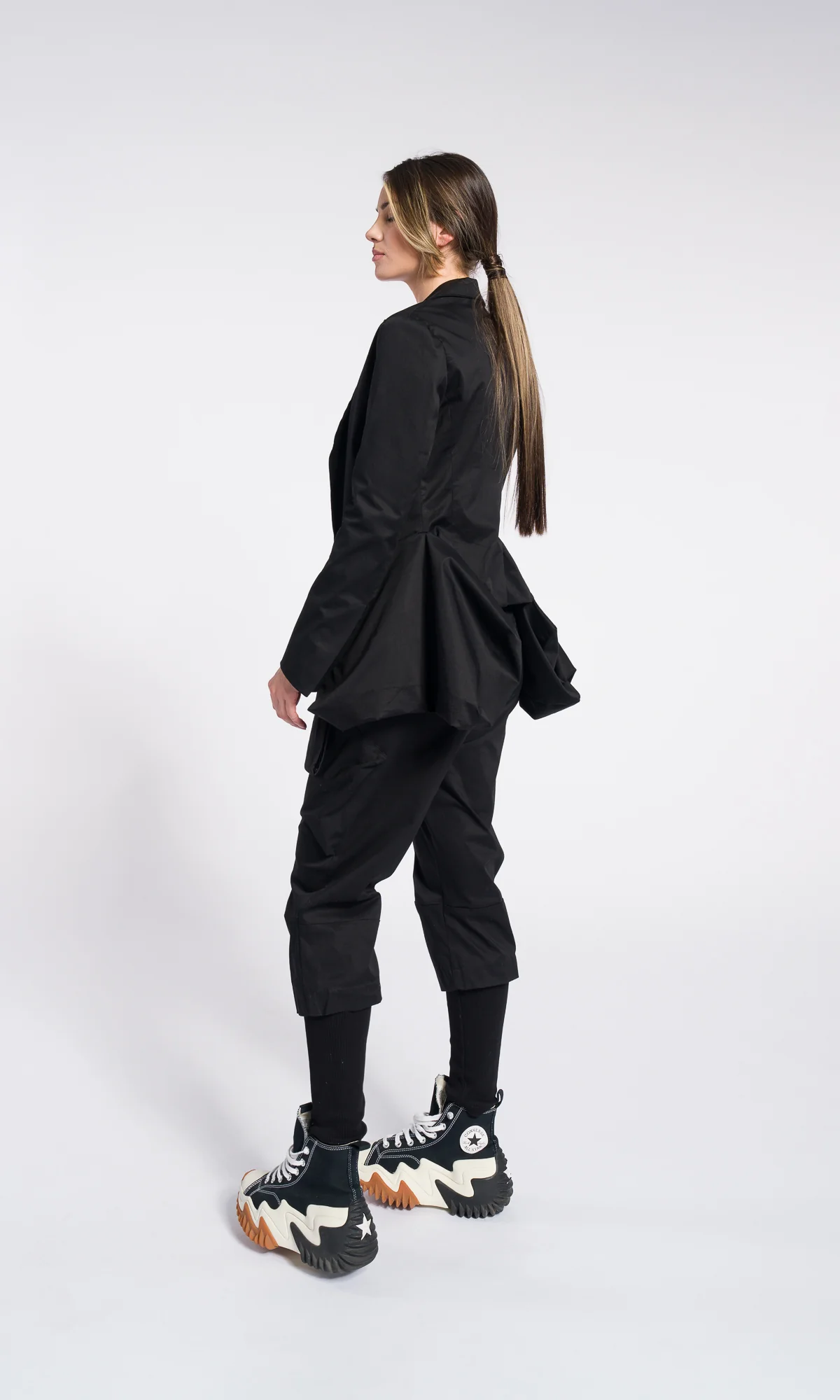 Black Utility Cargo Pants – Structured Minimal Streetwear with Statement Pockets - Image 5