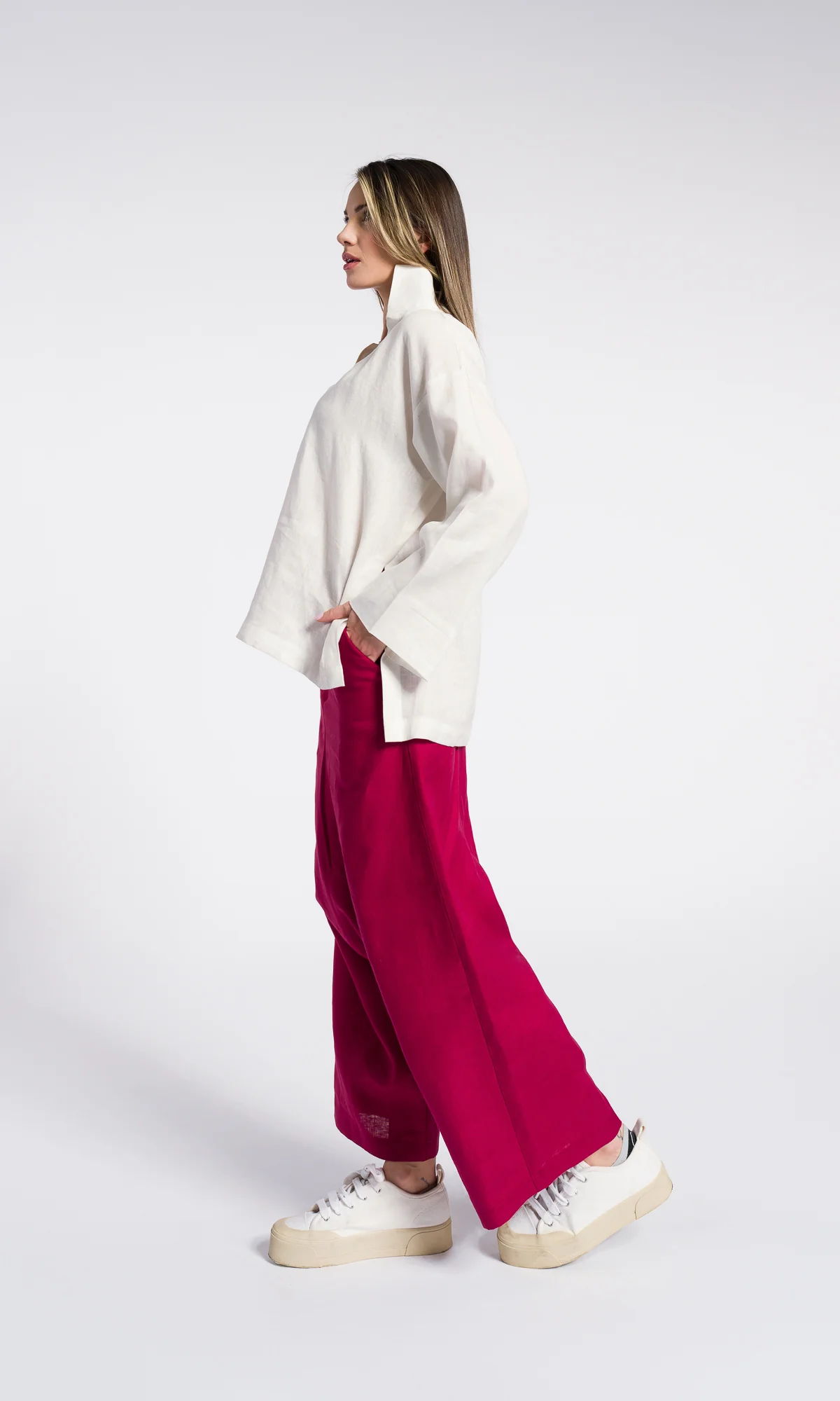 Boho Linen Drop Crotch Pants – OEKO-TEX Certified - Image 3