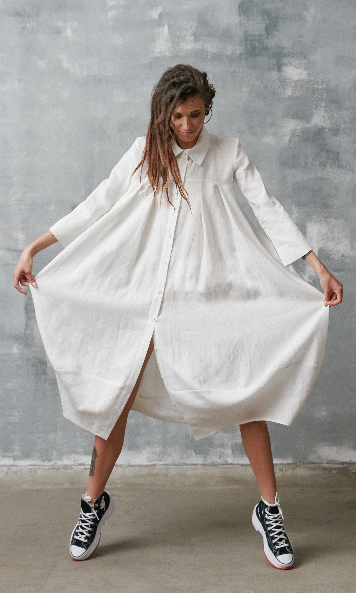 Cocoon Linen Shirt Dress - Image 4