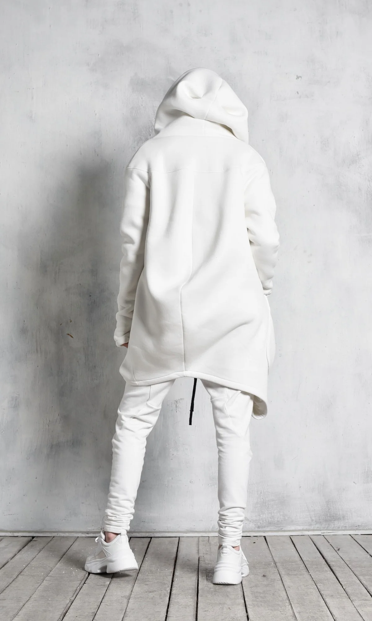 Cotton Fleece Hoodie with Asymmetric Closure - Image 4
