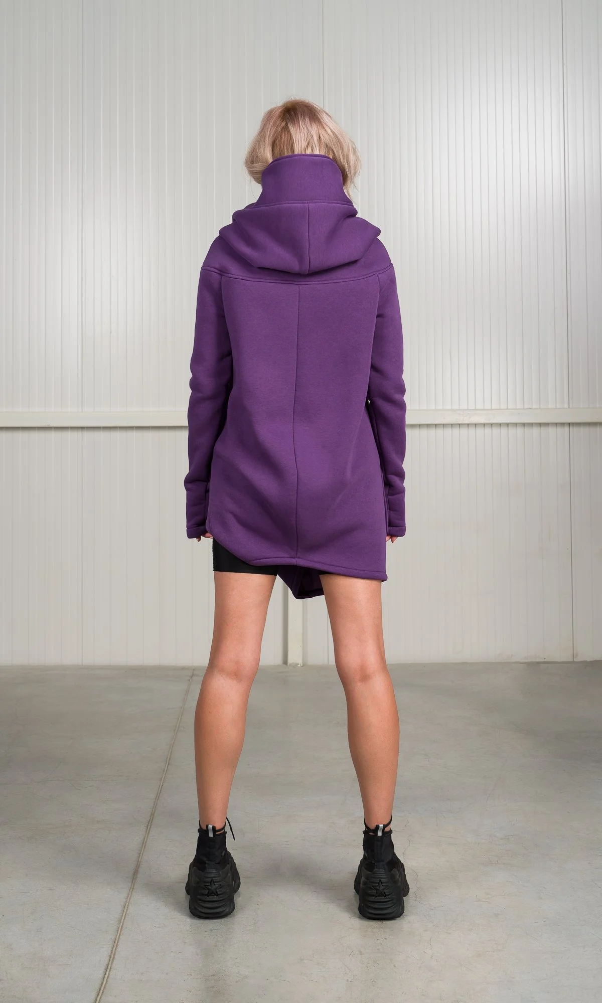 Cotton Fleece Hoodie with Asymmetric Closure - Image 5