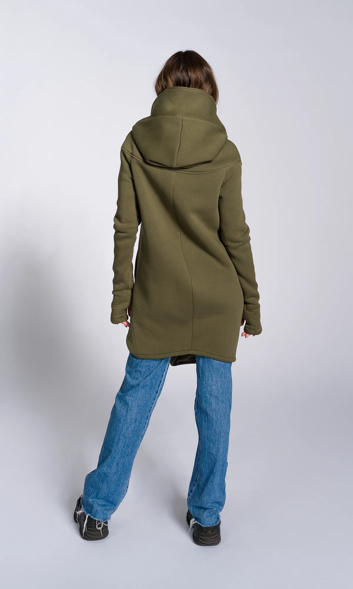 Cotton Fleece Hoodie with Asymmetric Closure - Image 4