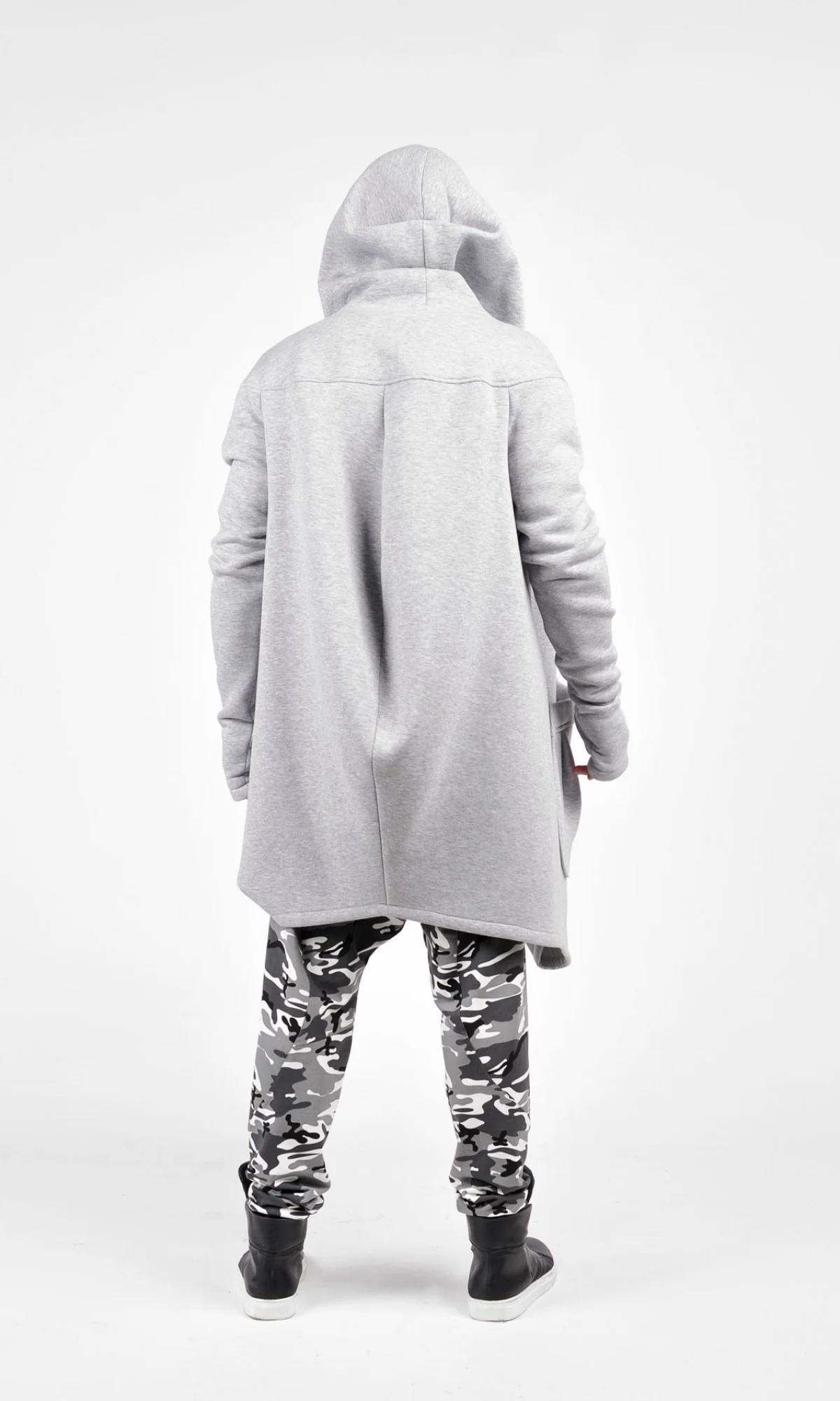 Cotton Fleece Hoodie with Asymmetric Closure - Image 4