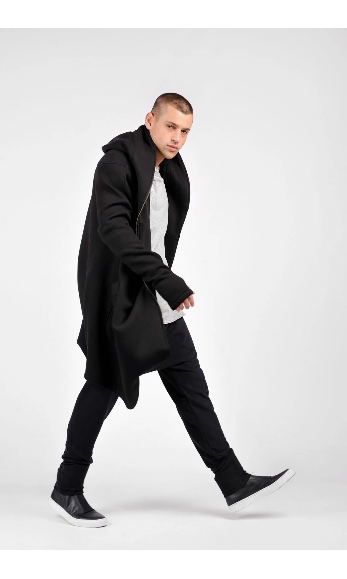 Cotton Fleece Hoodie with Asymmetric Closure - Image 5