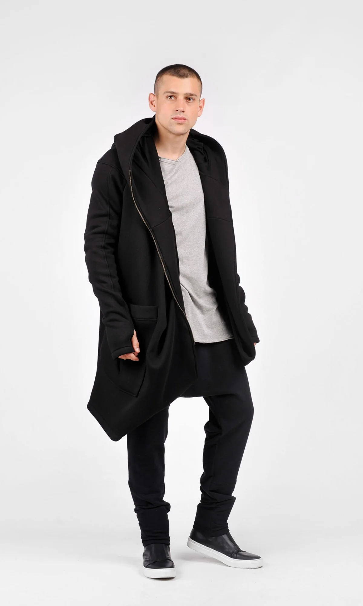 Cotton Fleece Hoodie with Asymmetric Closure - Image 6