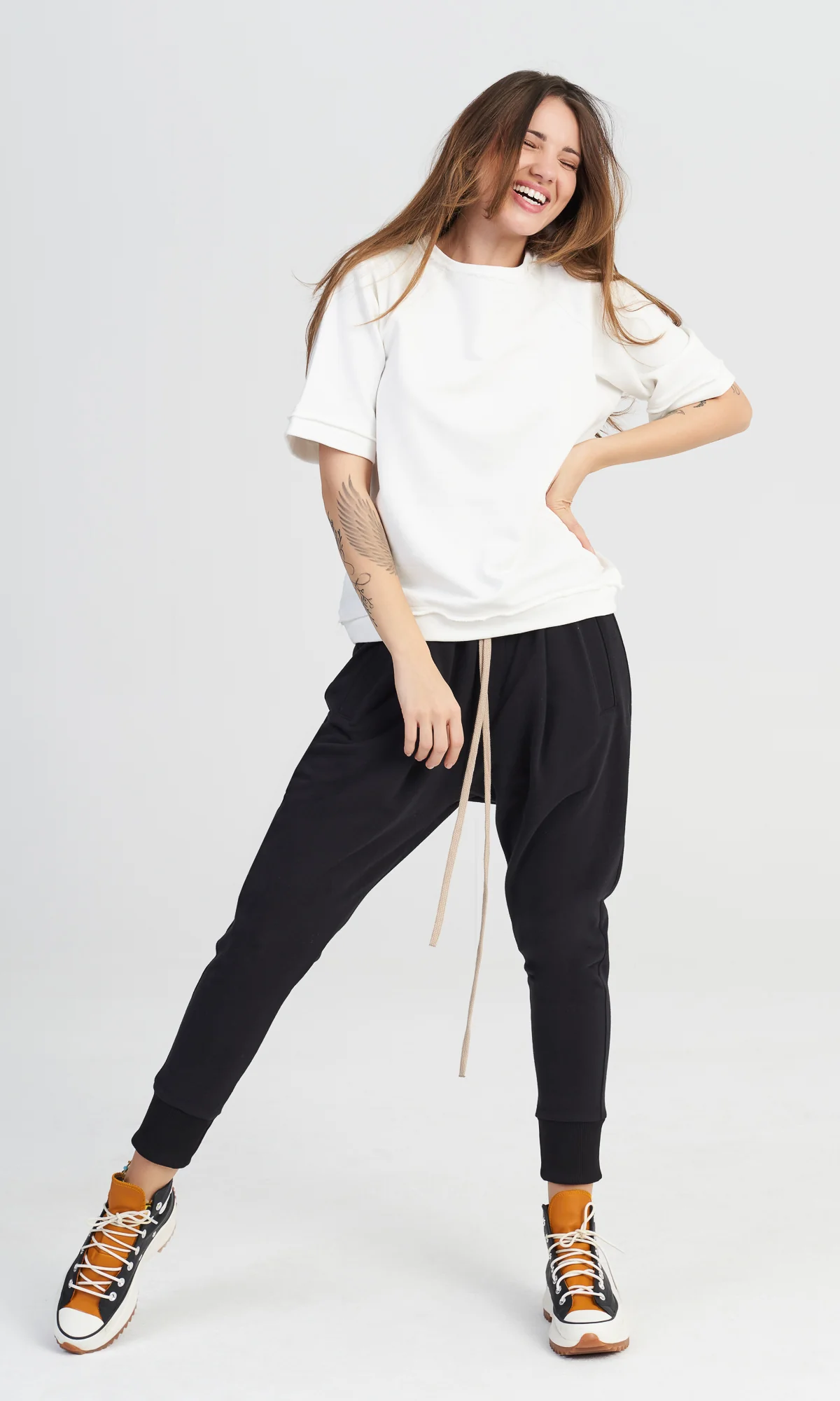 COTTON HAREM PANTS with strings and elastic waistline , loose pants with pockets , handmade by Aakasha - Image 5