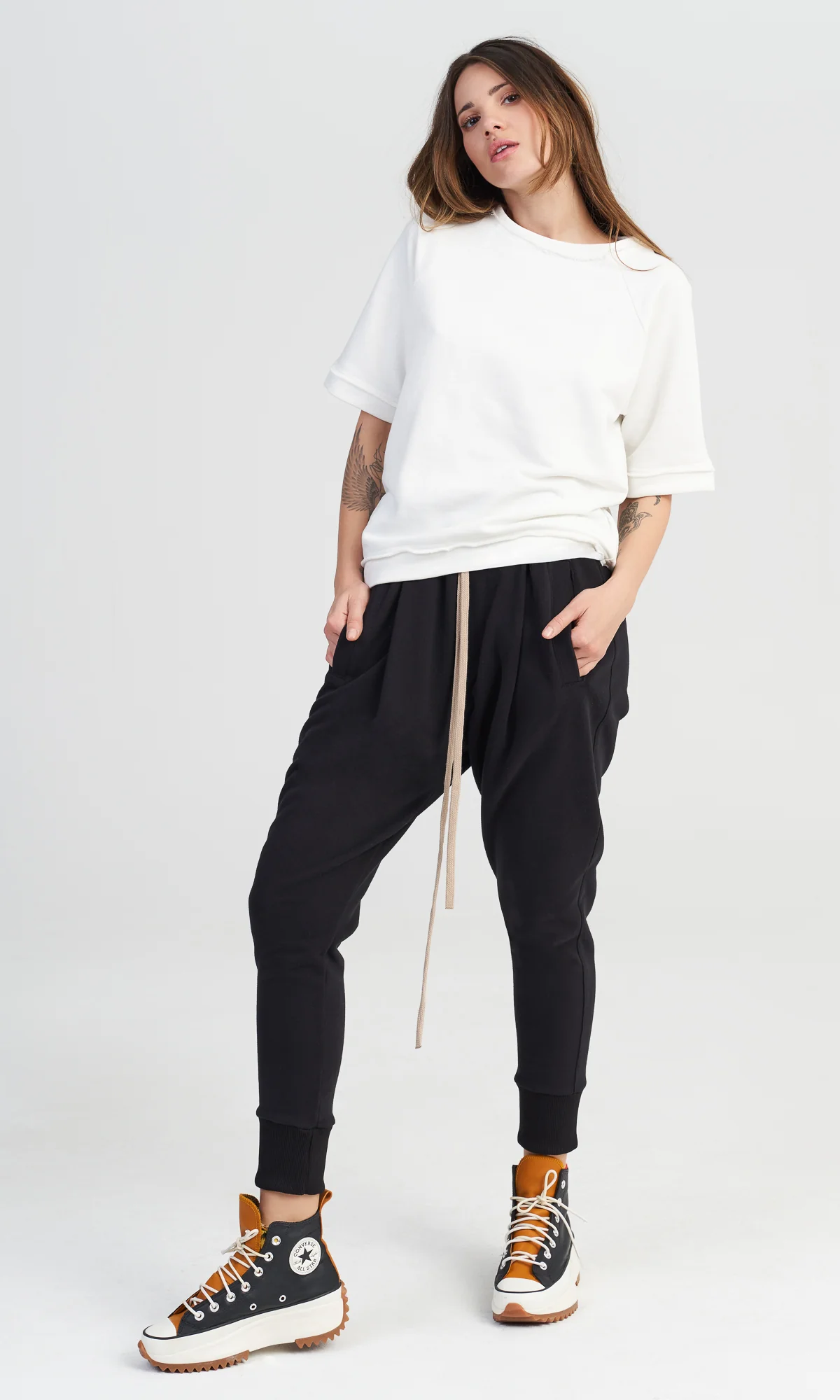 COTTON HAREM PANTS with strings and elastic waistline , loose pants with pockets , handmade by Aakasha - Image 6