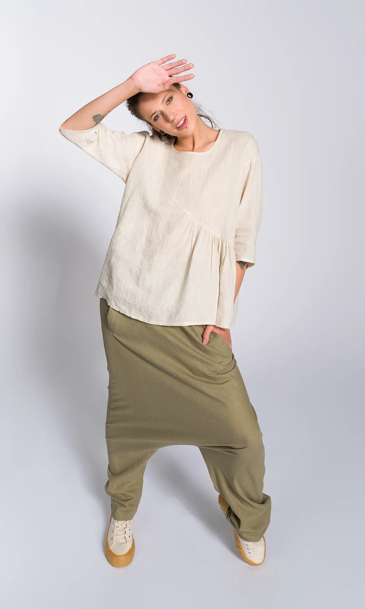 Deep Drop Crotch Linen Pants - Image 4