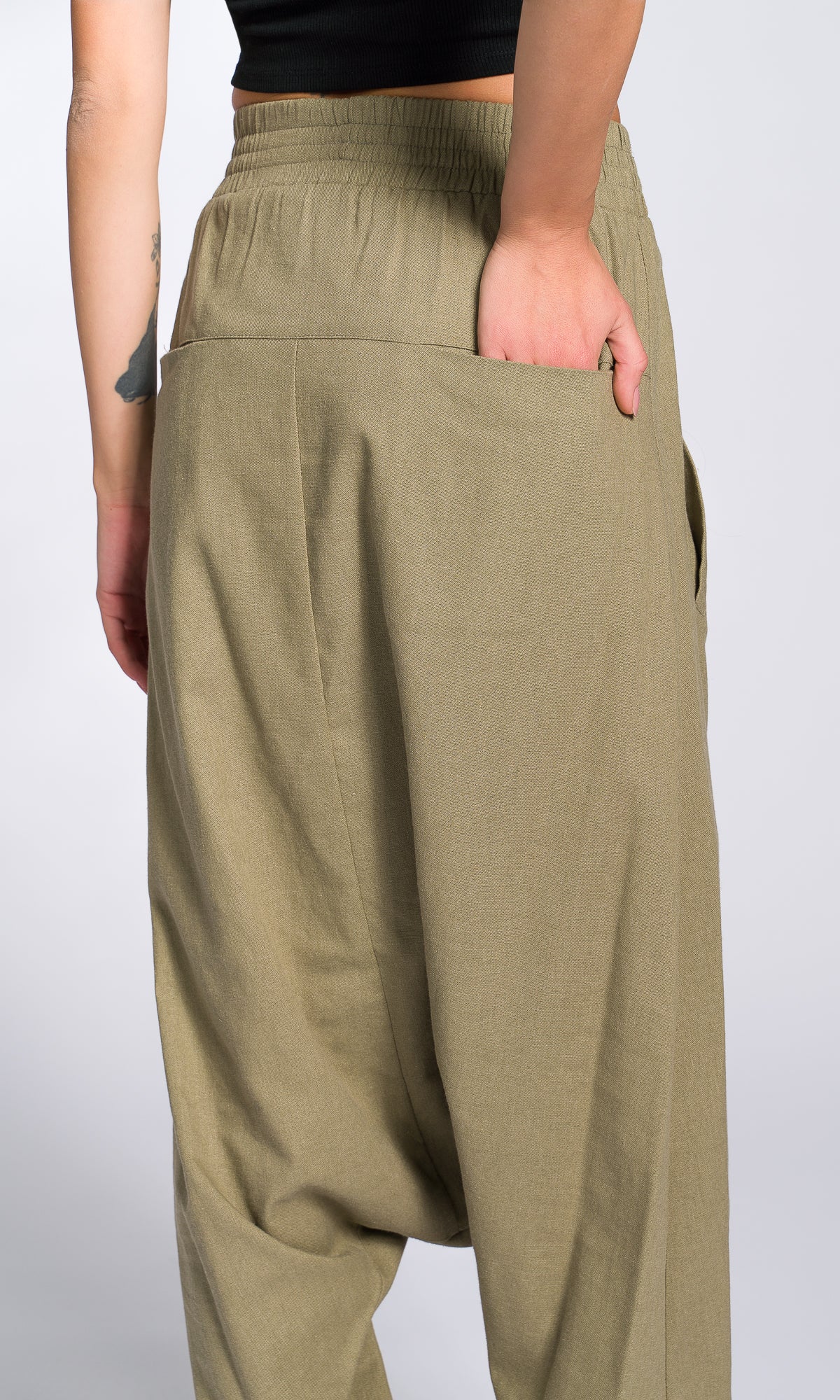 Deep Drop Crotch Linen Pants - Image 5