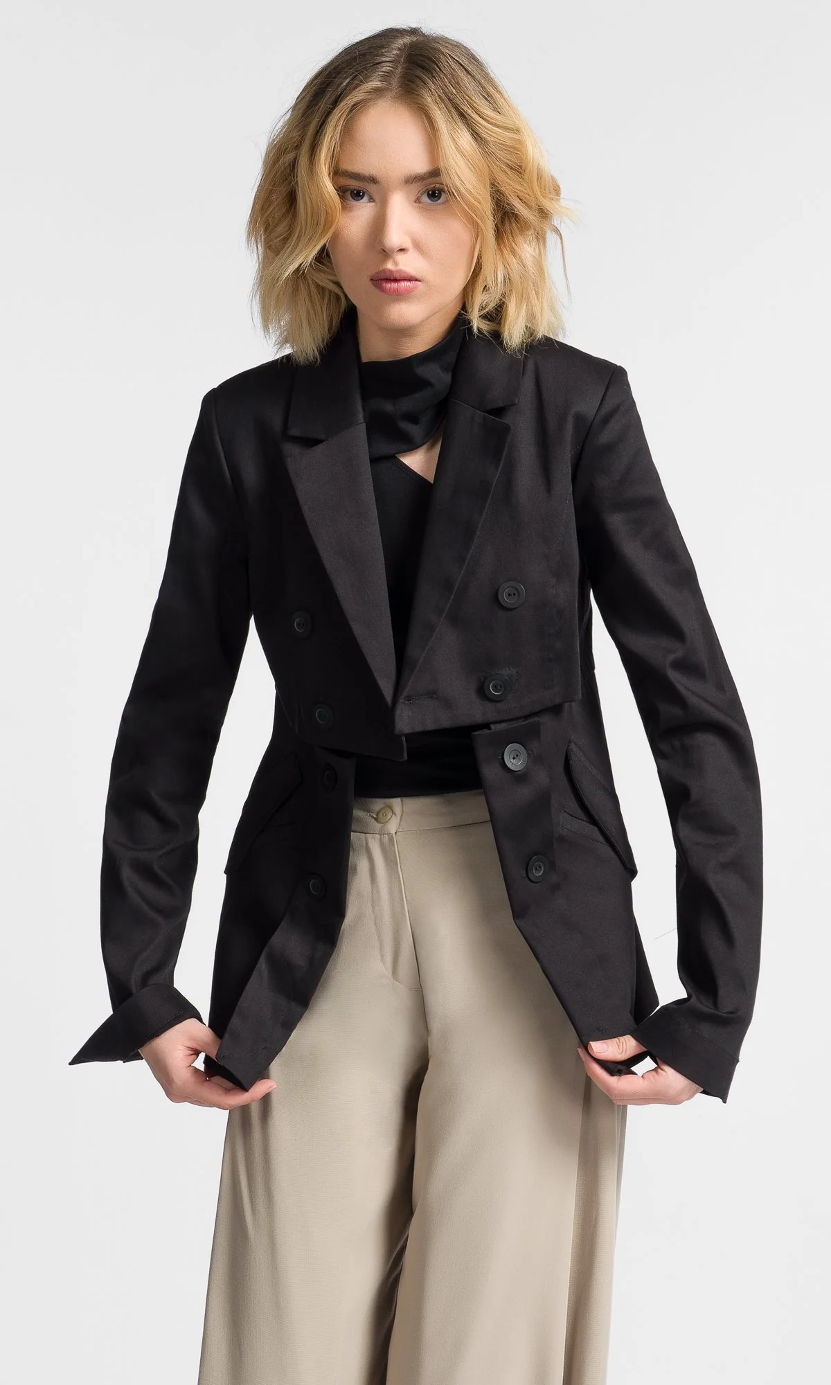 Double Breasted Blazer with Open Back - Image 7