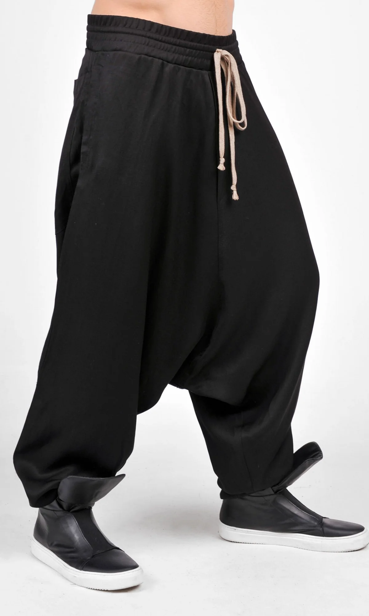 Drop Crotch Linen Harem Pants - Image 6