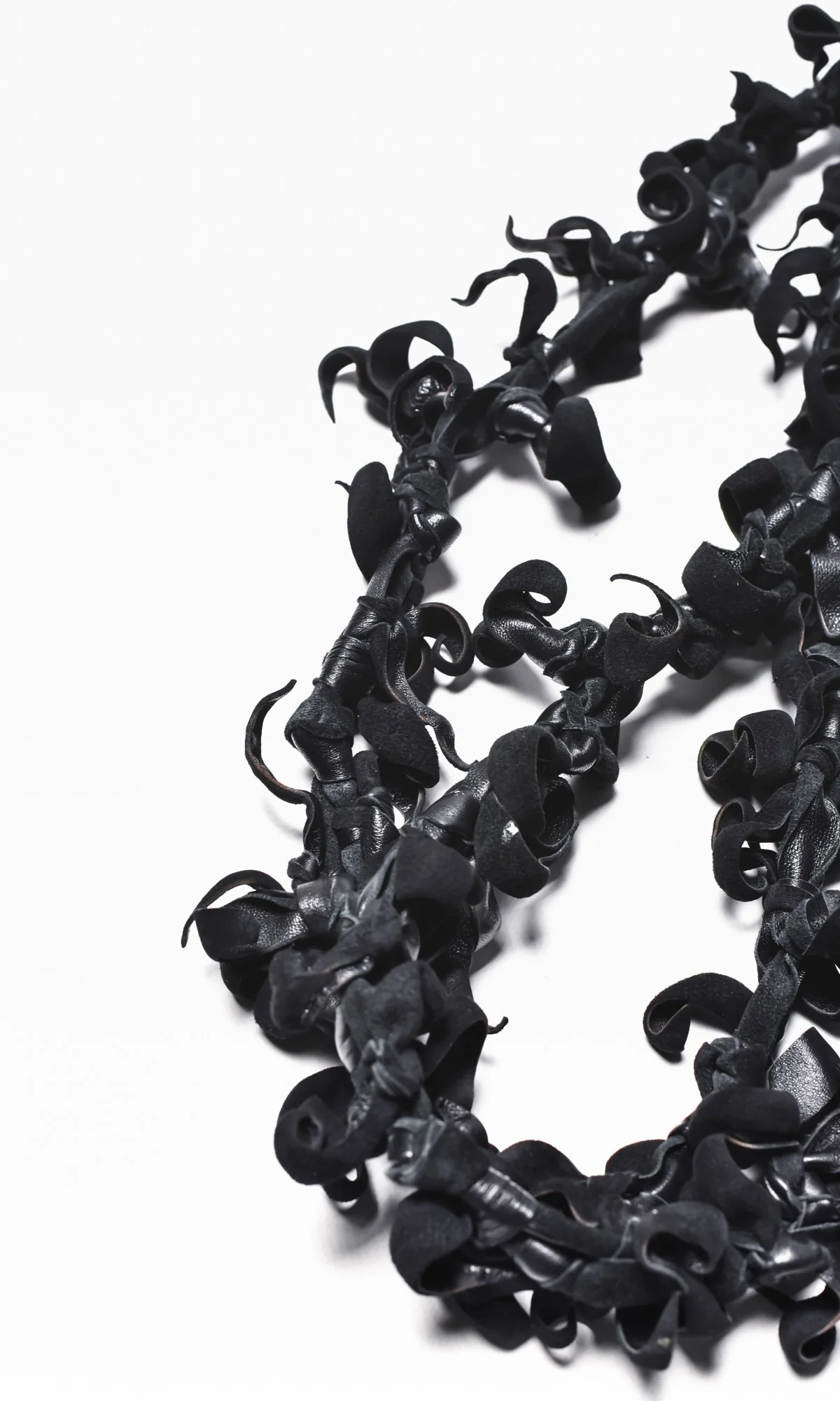 Extra Long Black Genuine Leather Necklace - Image 6