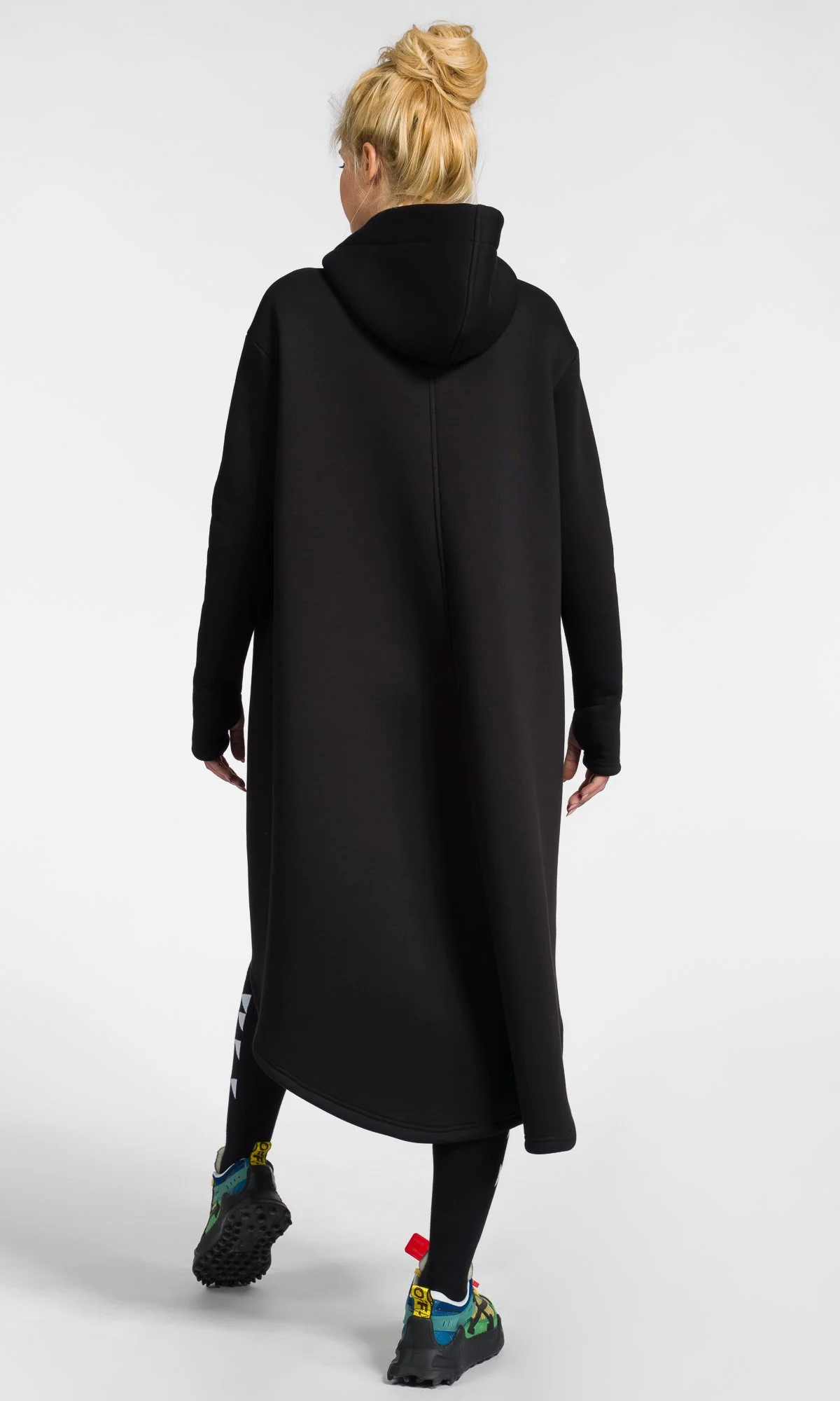 Extra Long Hoodie Dress with Zipper Pockets - Image 3