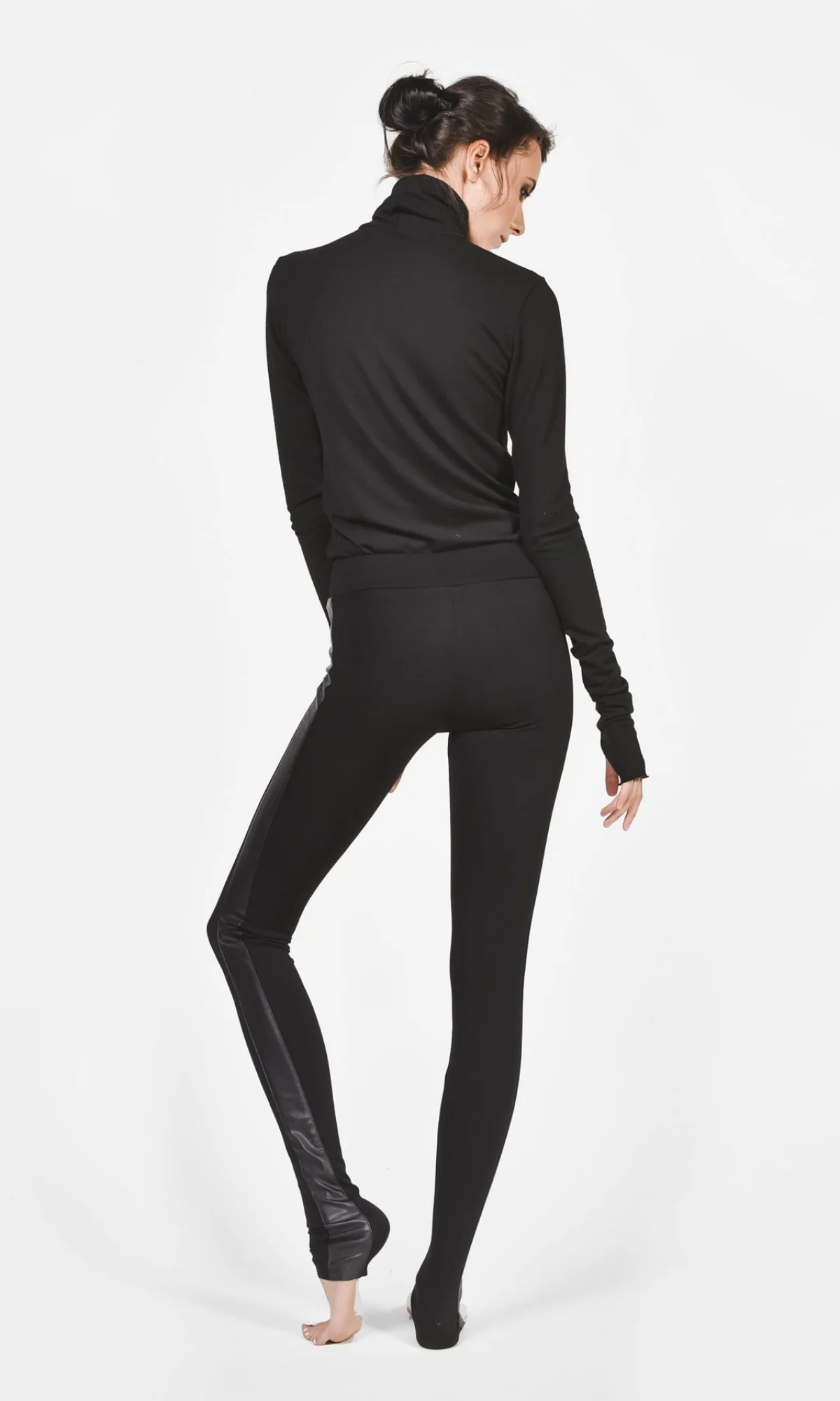 Extra Long Leggings with Vegan Leather Sides - Image 2