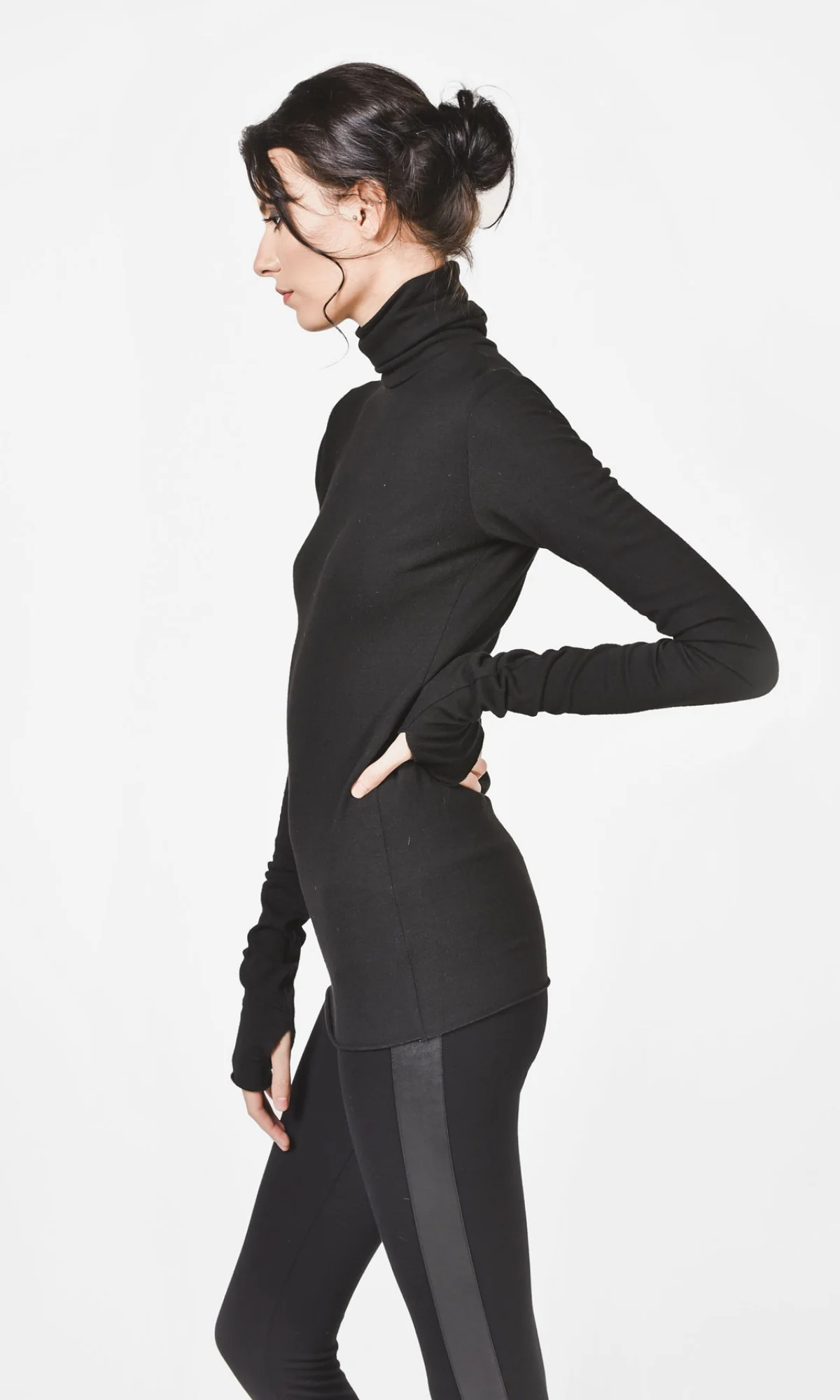 Extra Long Leggings with Vegan Leather Sides - Image 4