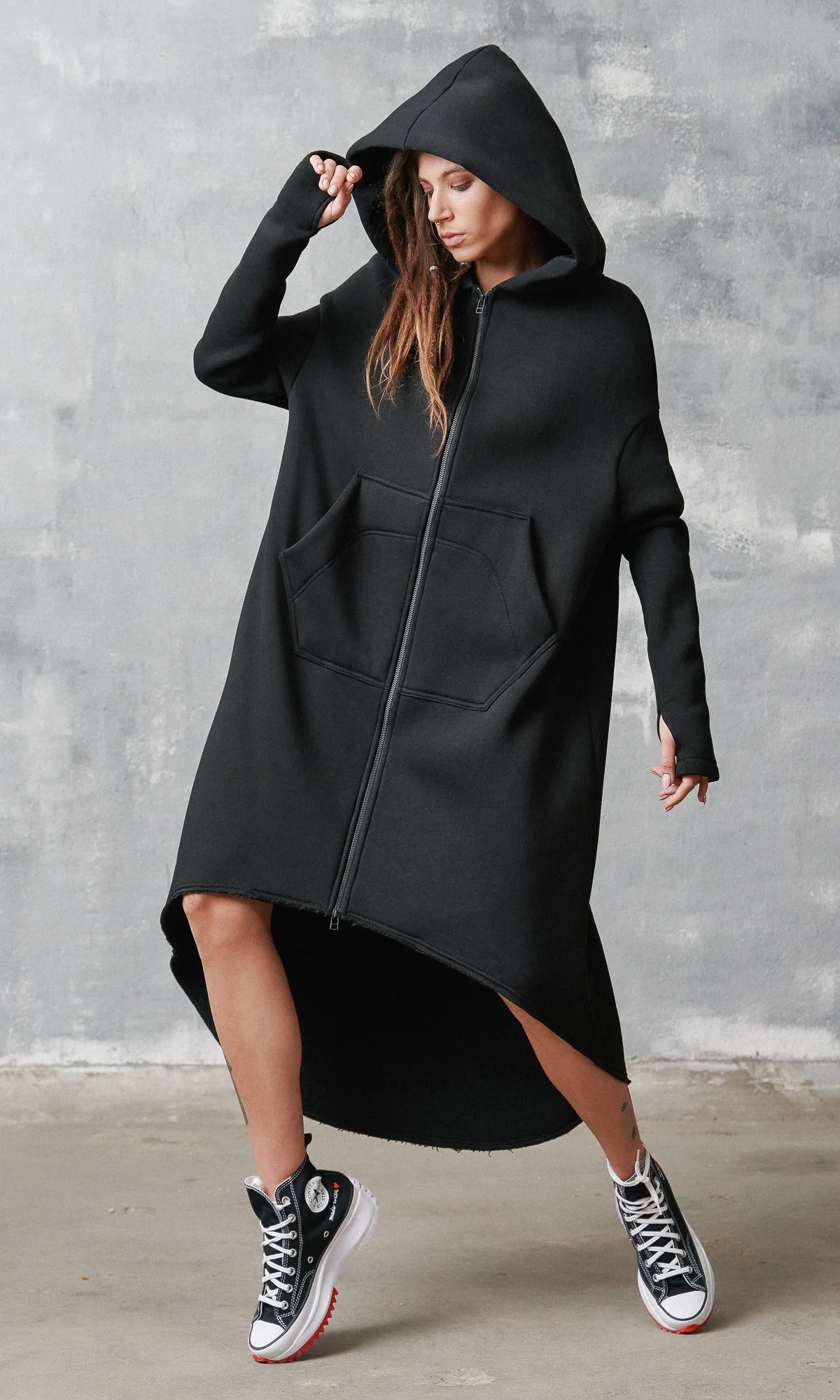 Extra Long Zippered Hoodie - Image 3