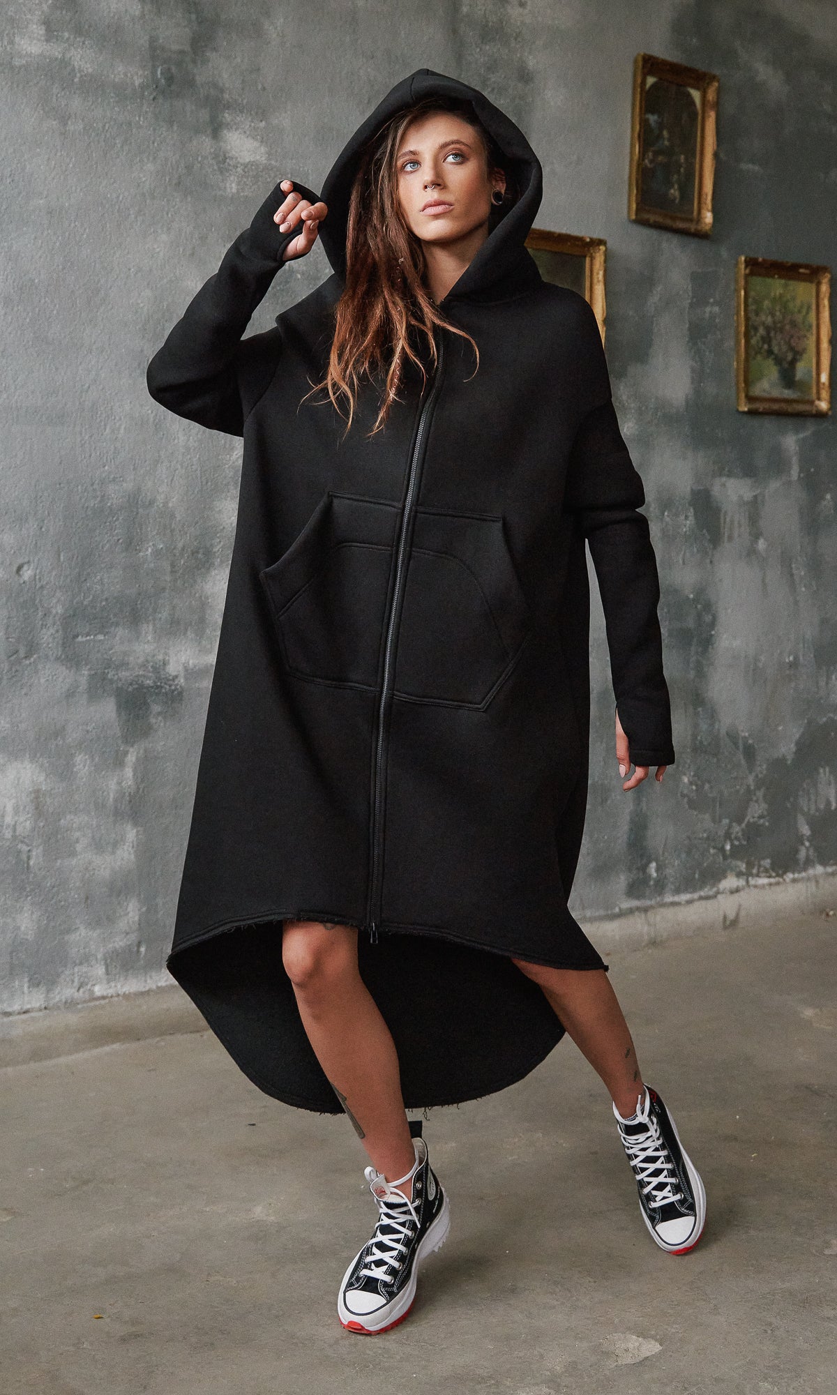 Extra Long Zippered Hoodie - Image 5