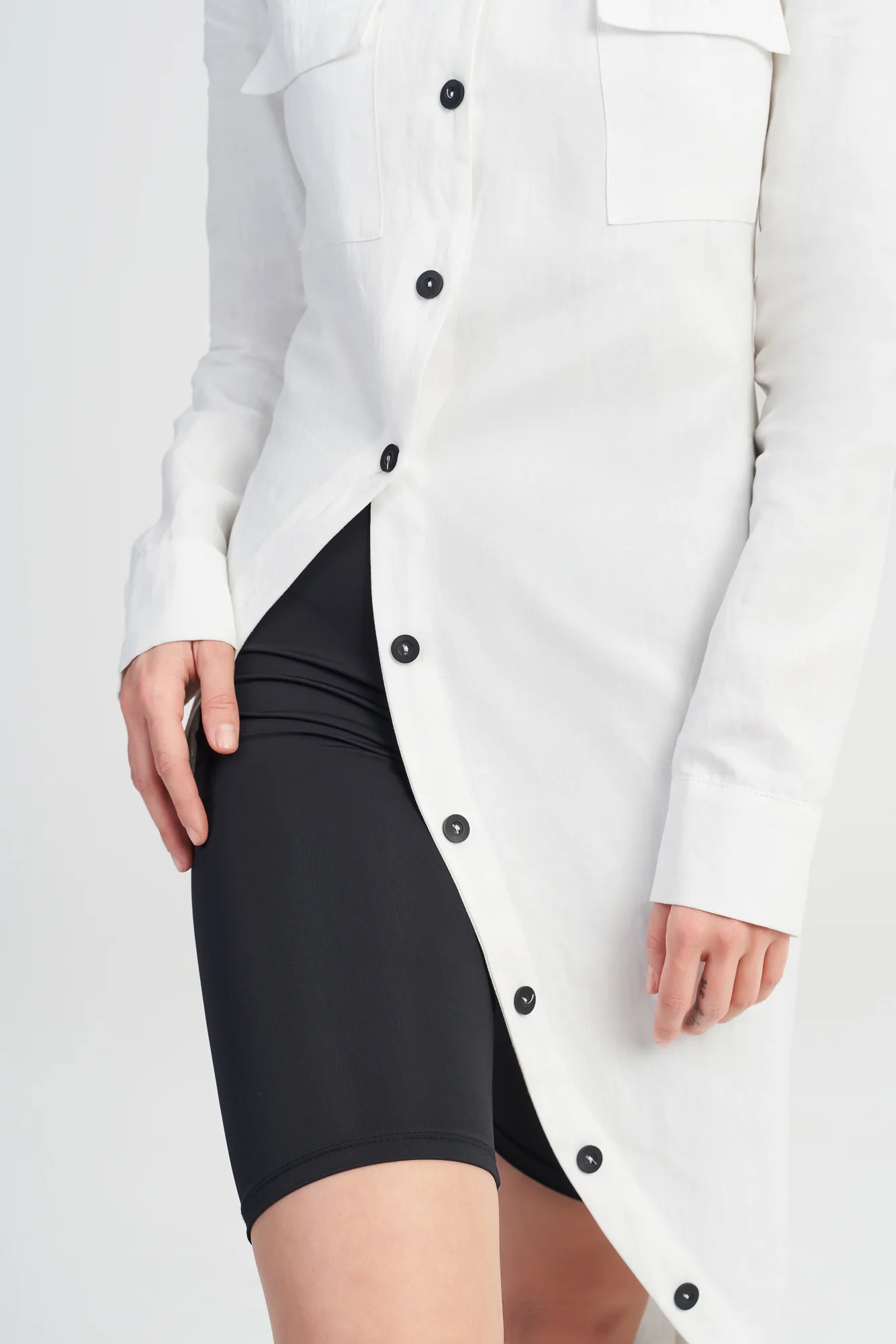 Fitted Shirt with Asymmetric Tail - Image 2