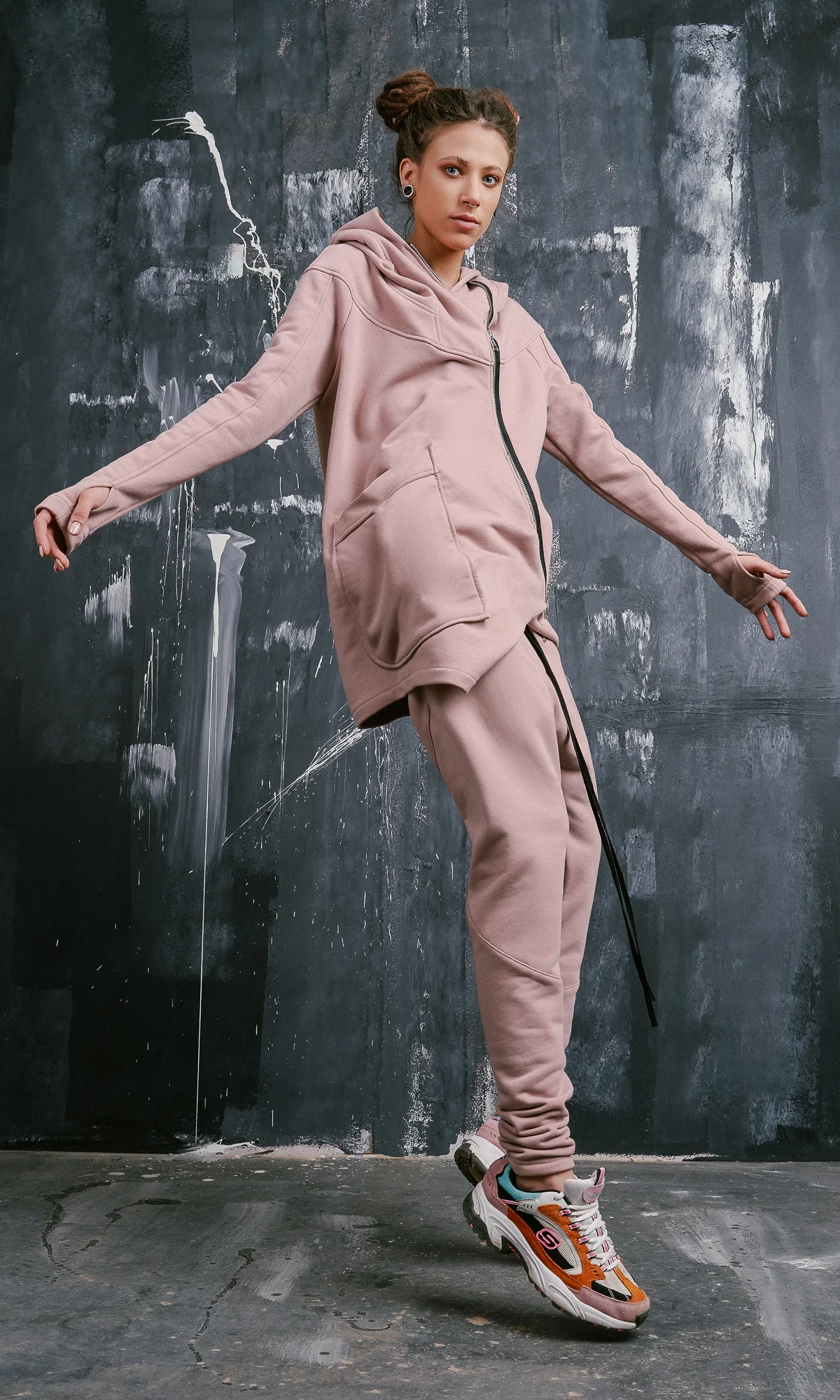 French Terry Hoodie with Asymmetric Closure - Image 3