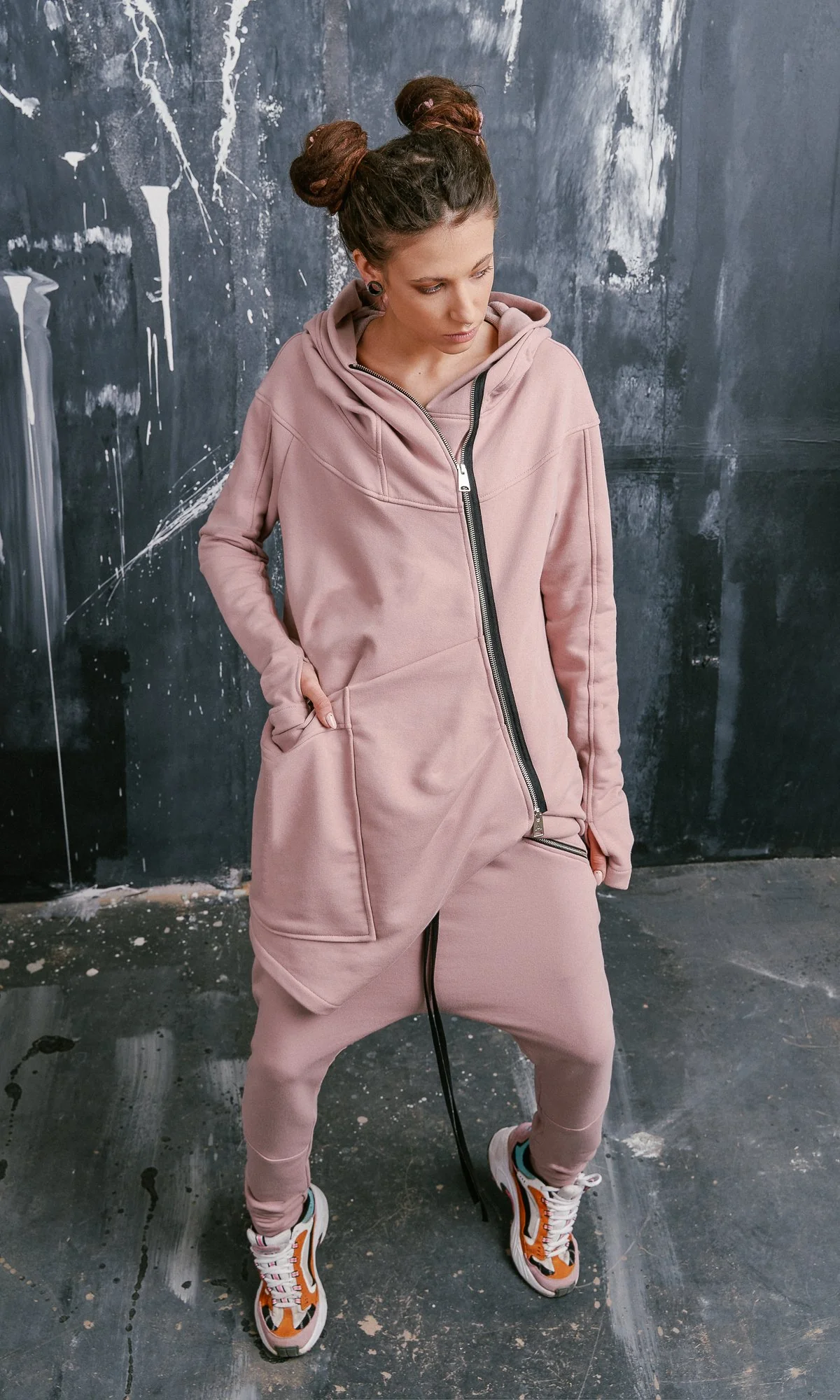 French Terry Hoodie with Asymmetric Closure - Image 5