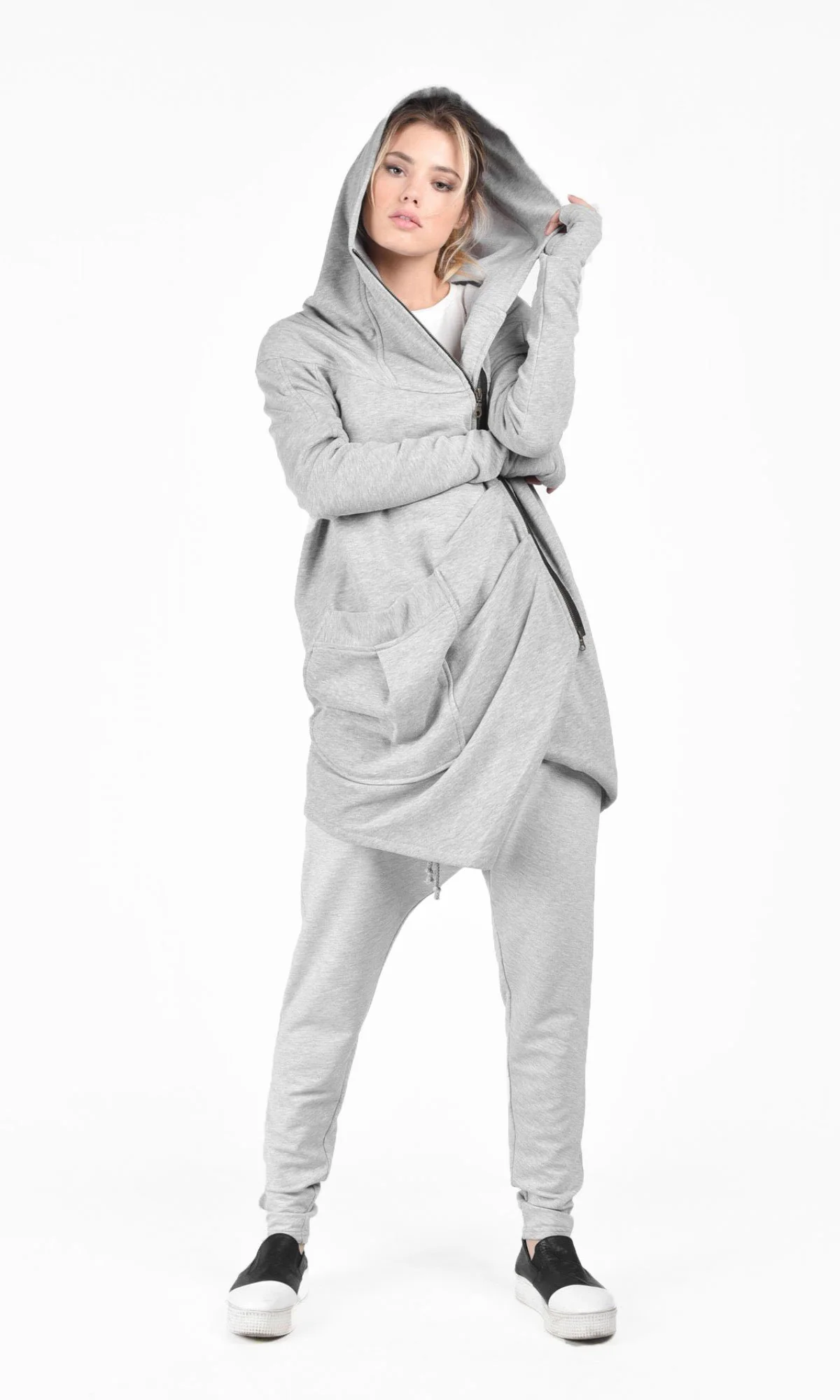 French Terry Hoodie with Asymmetric Closure - Image 6