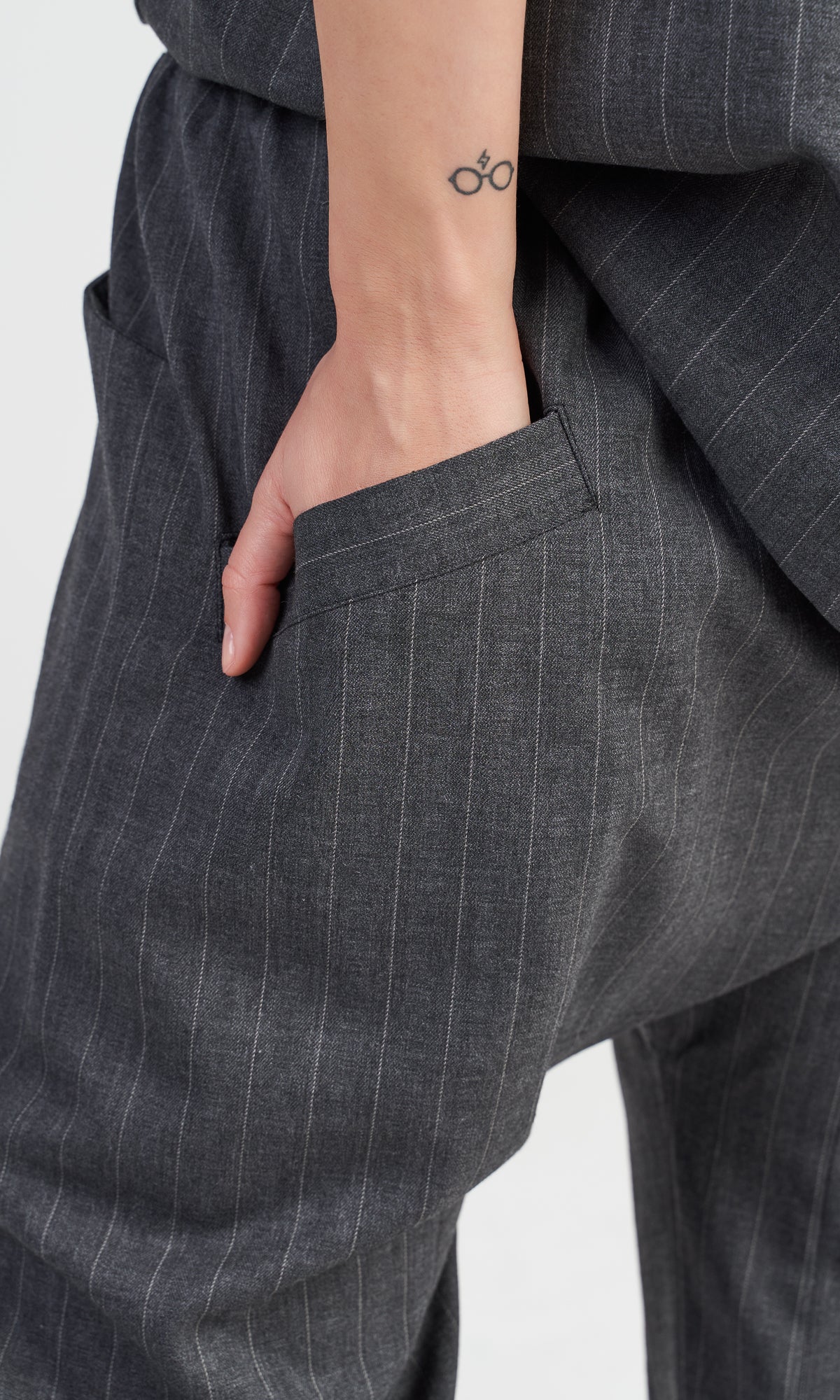 Grey Chalk Stripe Pants - Image 6