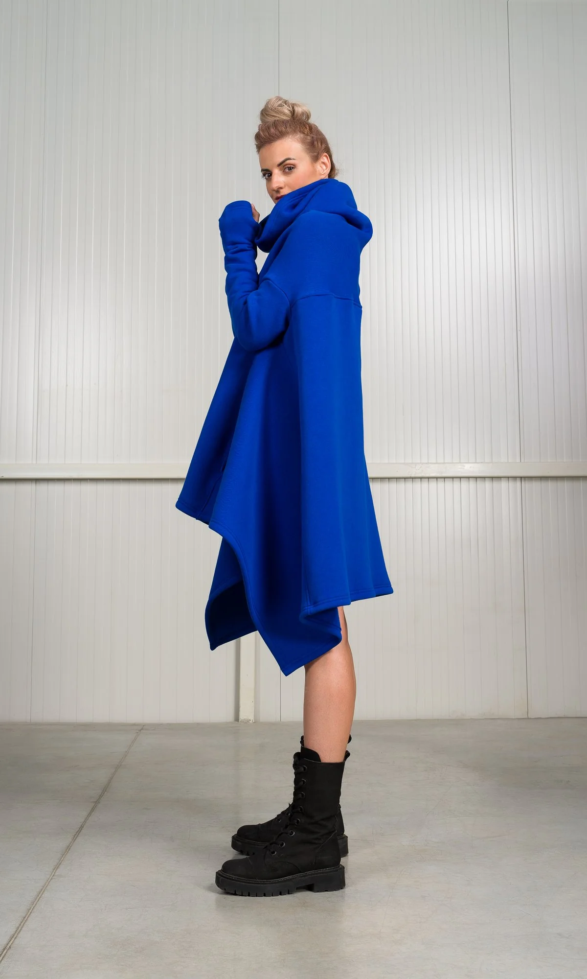High Collar Poncho Hoodie - Image 4
