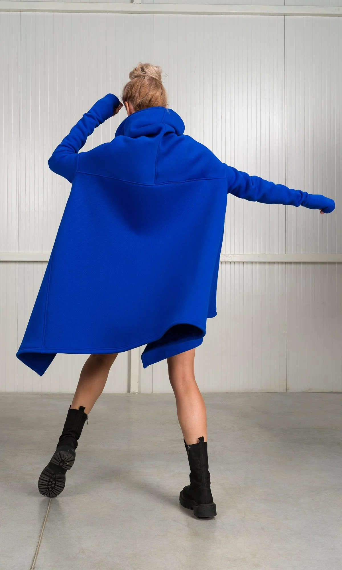 High Collar Poncho Hoodie - Image 8