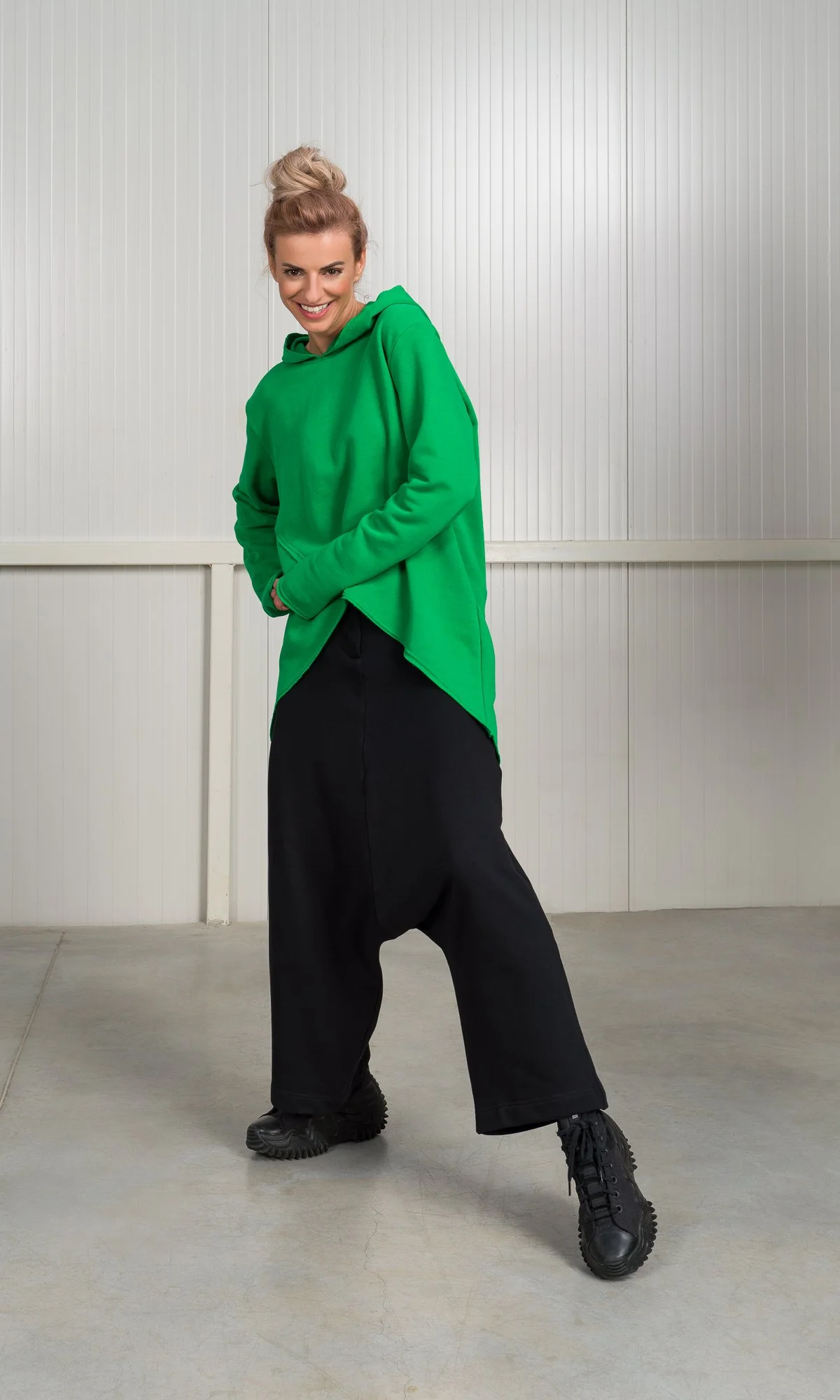 Hooded Sweatshirt with Asymmetric Overlap Front - Image 4