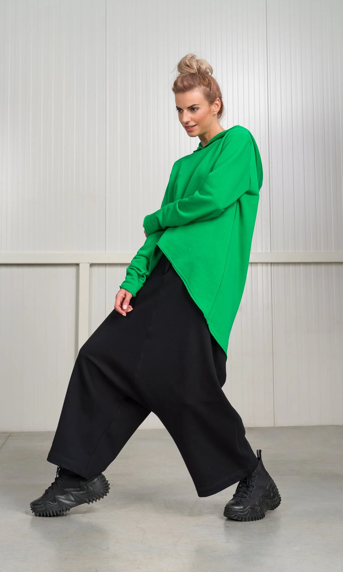 Hooded Sweatshirt with Asymmetric Overlap Front - Image 5