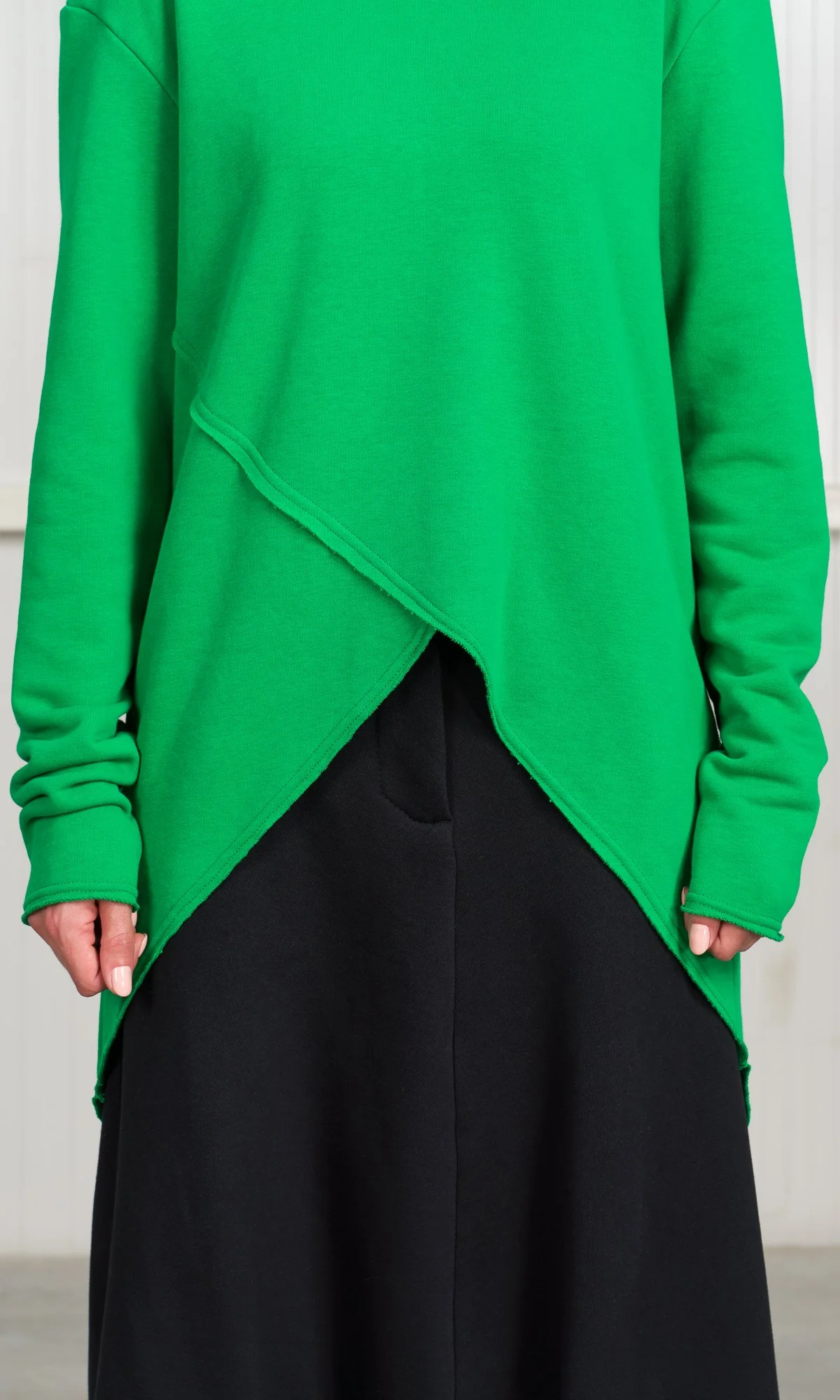 Hooded Sweatshirt with Asymmetric Overlap Front - Image 8