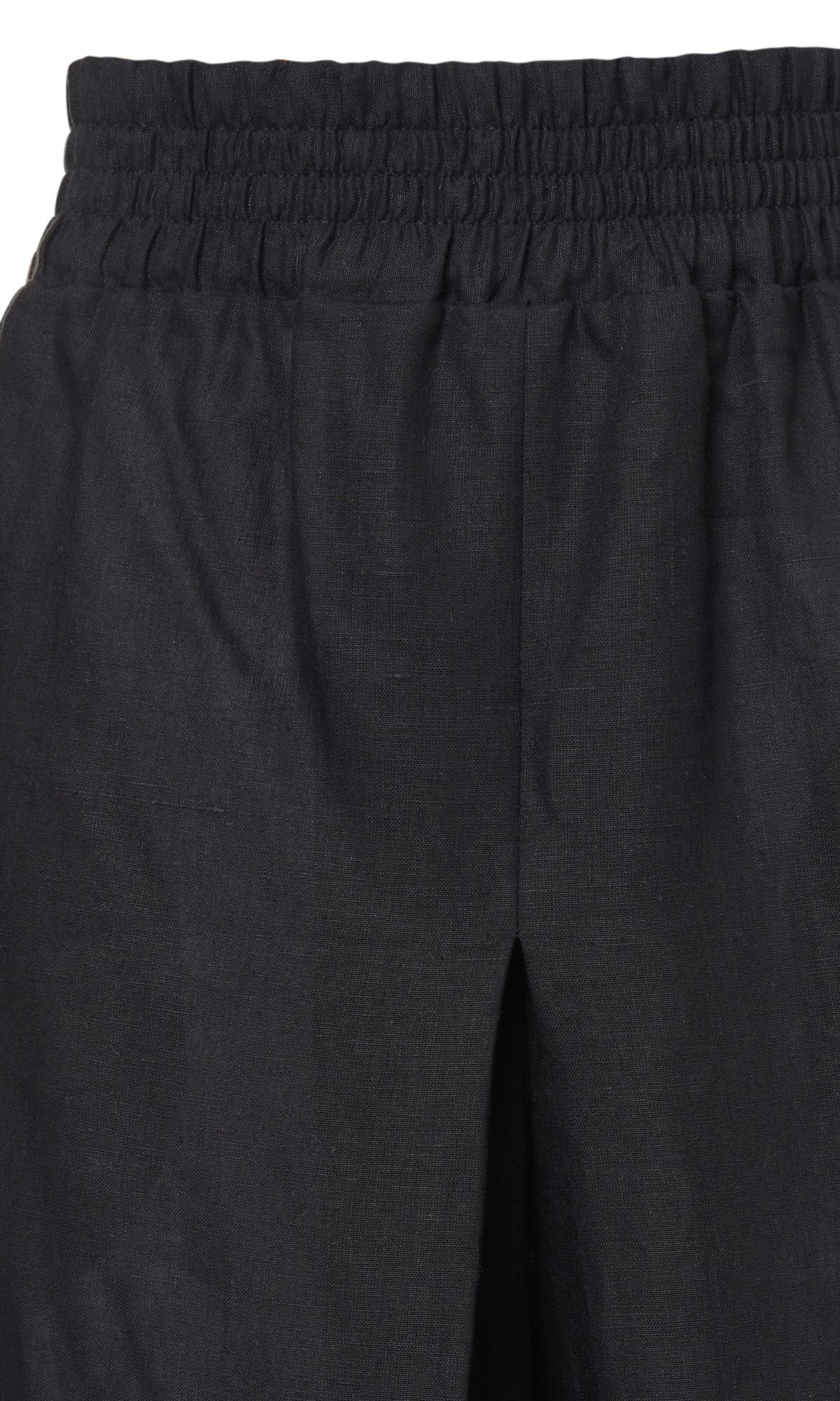 Inverted Pleat Linen Skirt Pants Relaxed Fit Elastic Waistline Side Pockets - Image 11