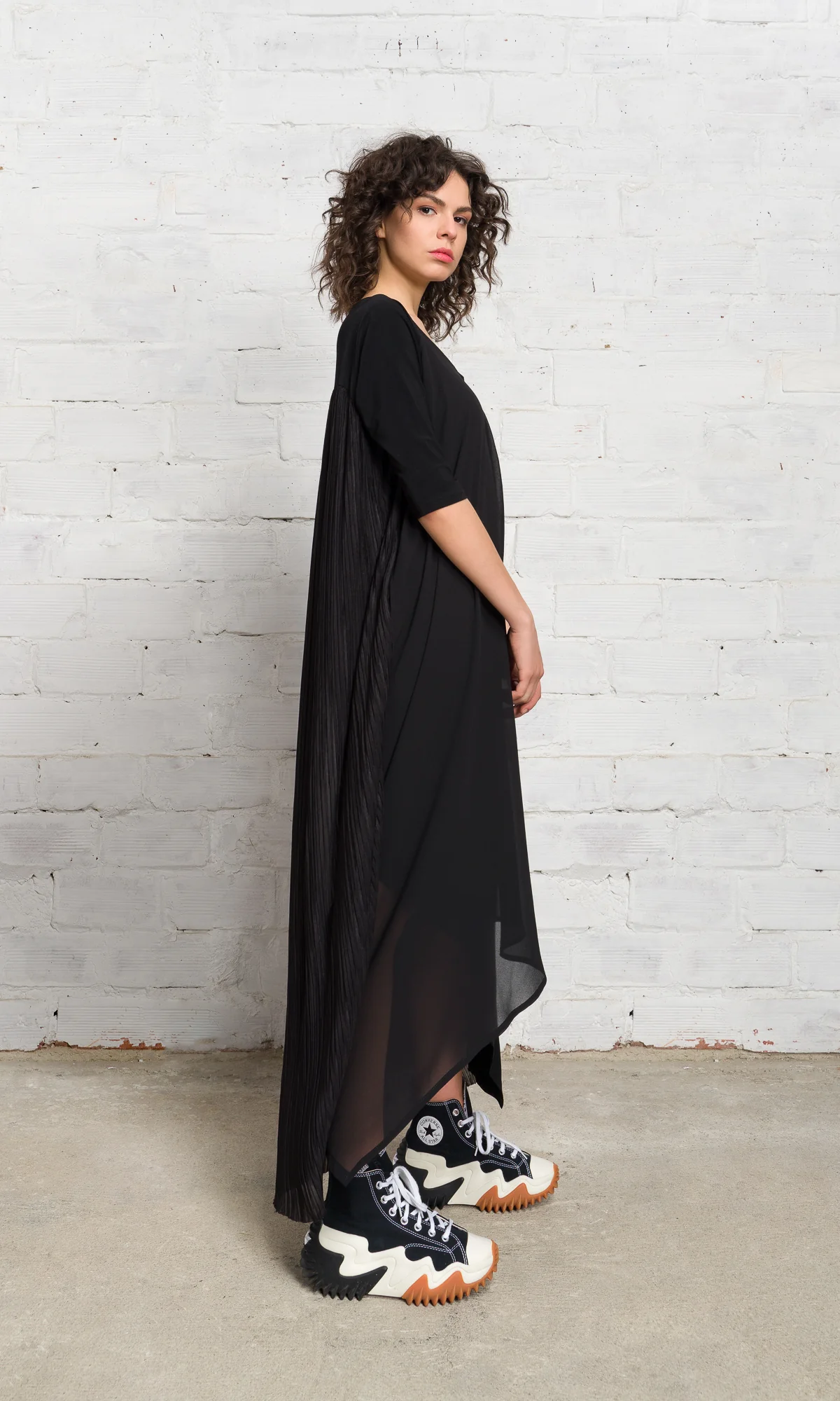 Layered Midi Dress with Pleated Back - Image 3