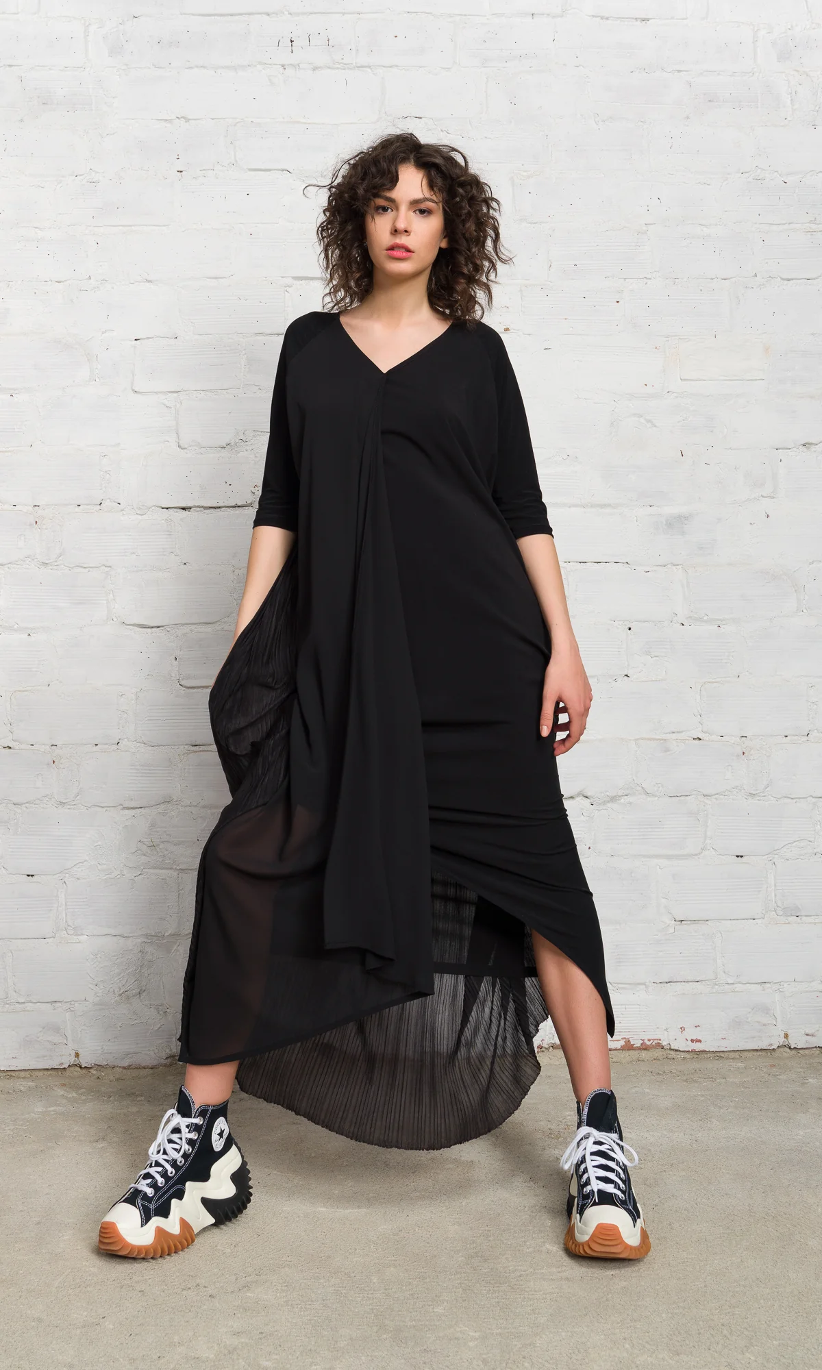 Layered Midi Dress with Pleated Back - Image 5