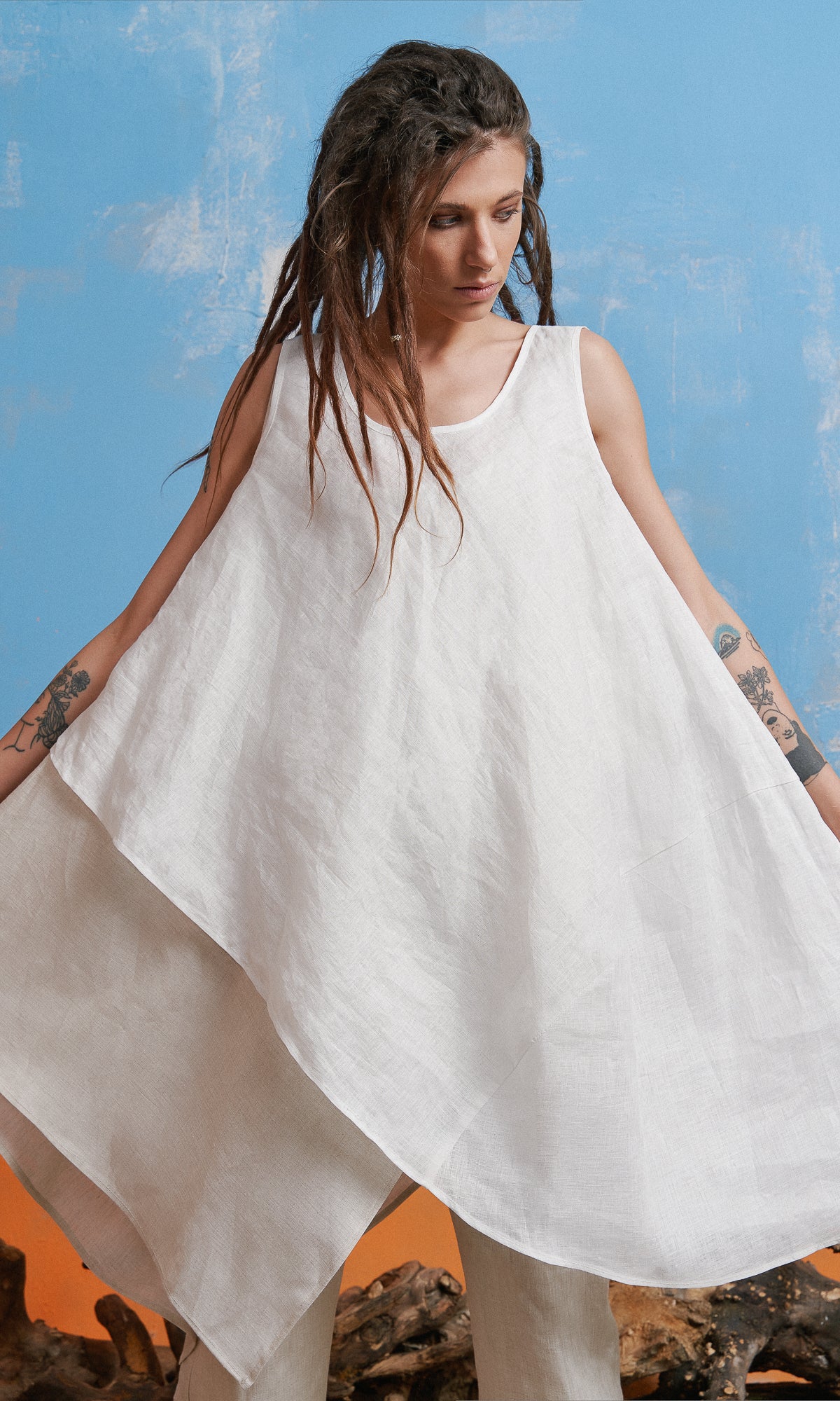 Layered Sleeveless Linen Tunic - Image 4