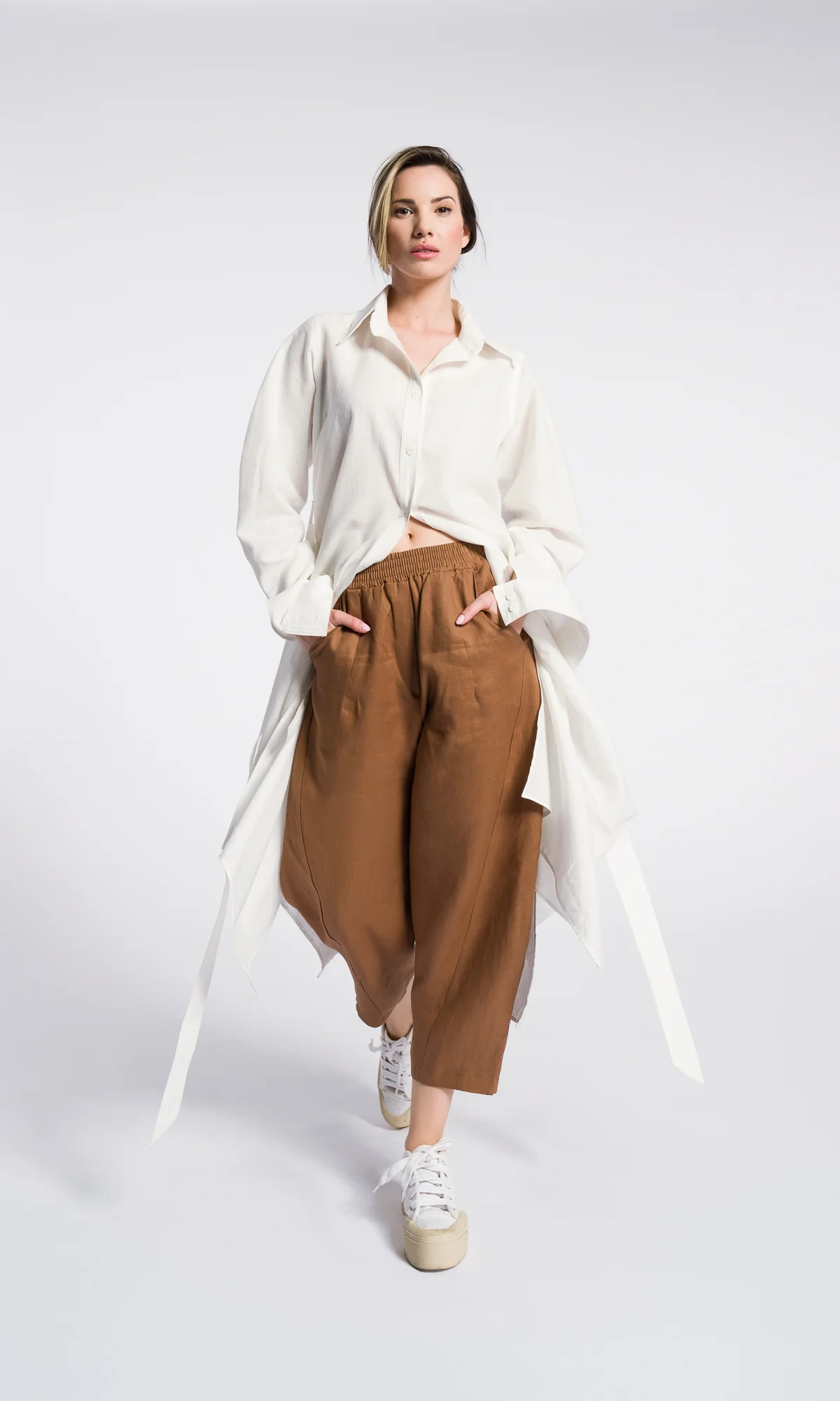 Linen Asymmetrical Maxi Tunic – Sustainable OEKO-TEX Shirt Dress - Image 5