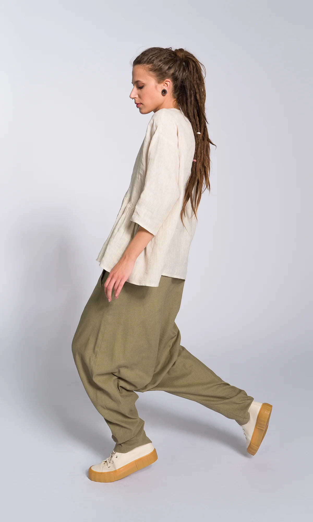 Linen Blouse with Front Gathering - Image 3