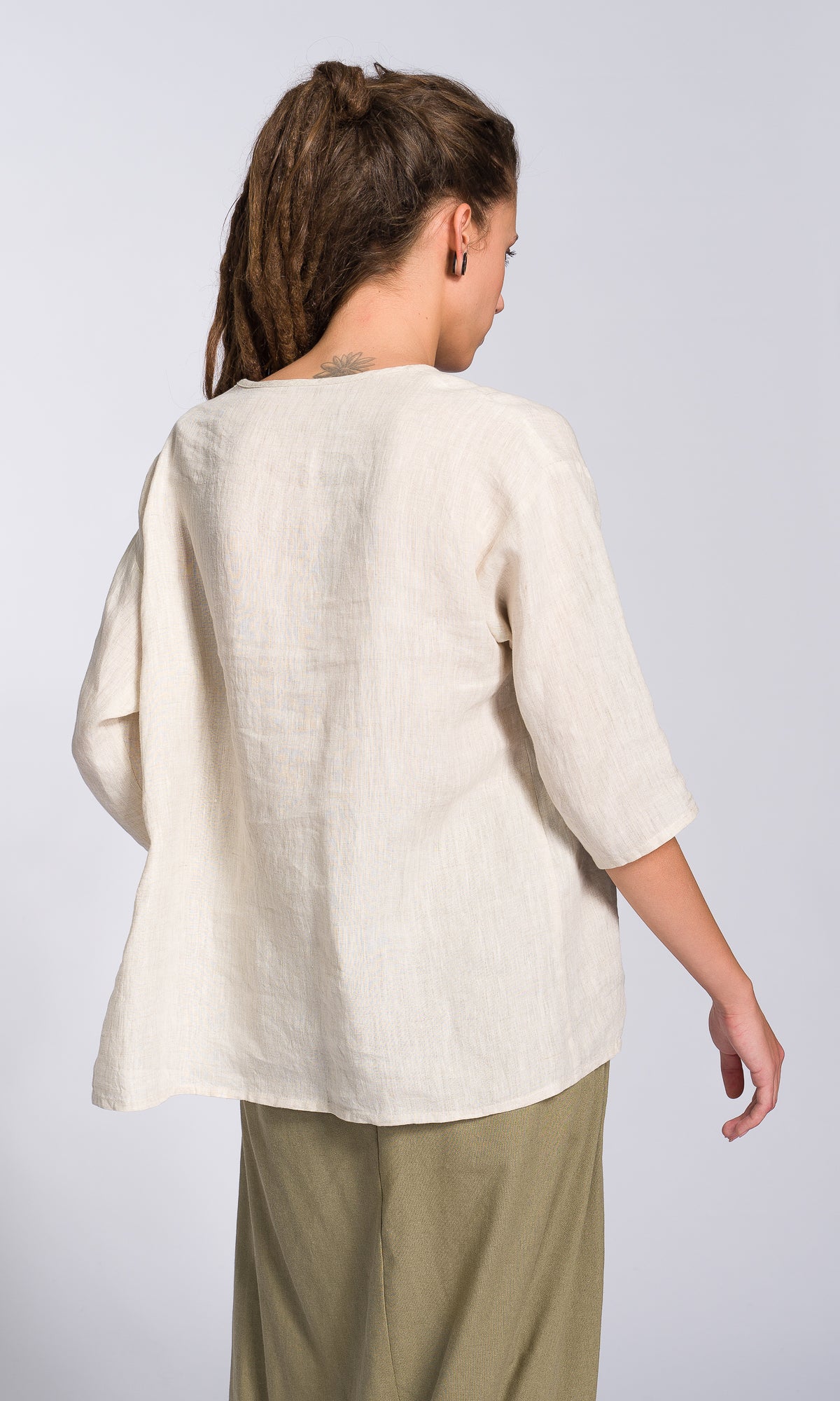 Linen Blouse with Front Gathering - Image 5