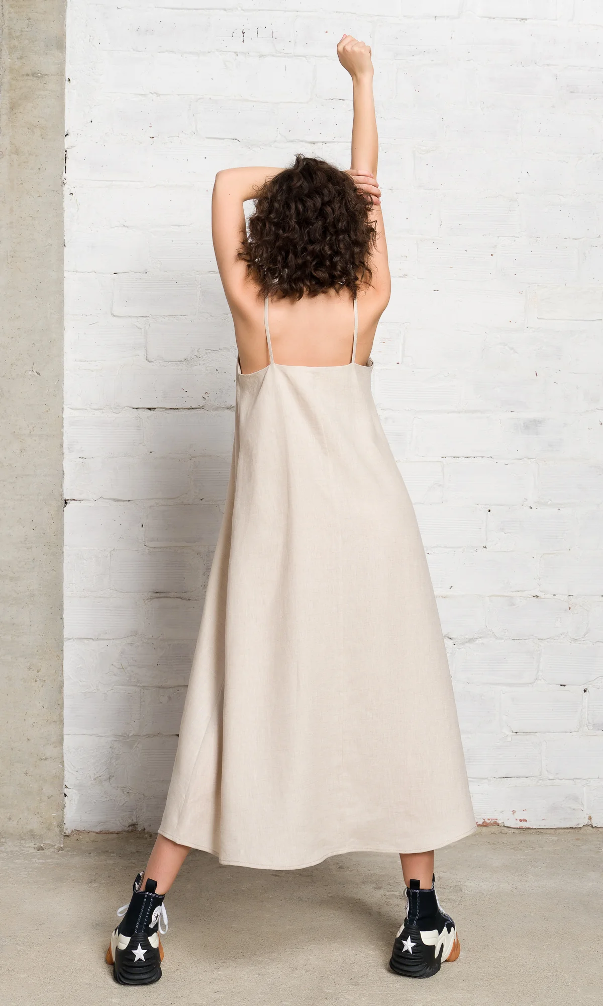 Linen Midi Camisole Dress - Image 5
