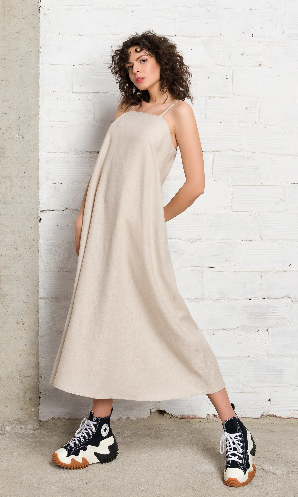 Linen Midi Camisole Dress - Image 7