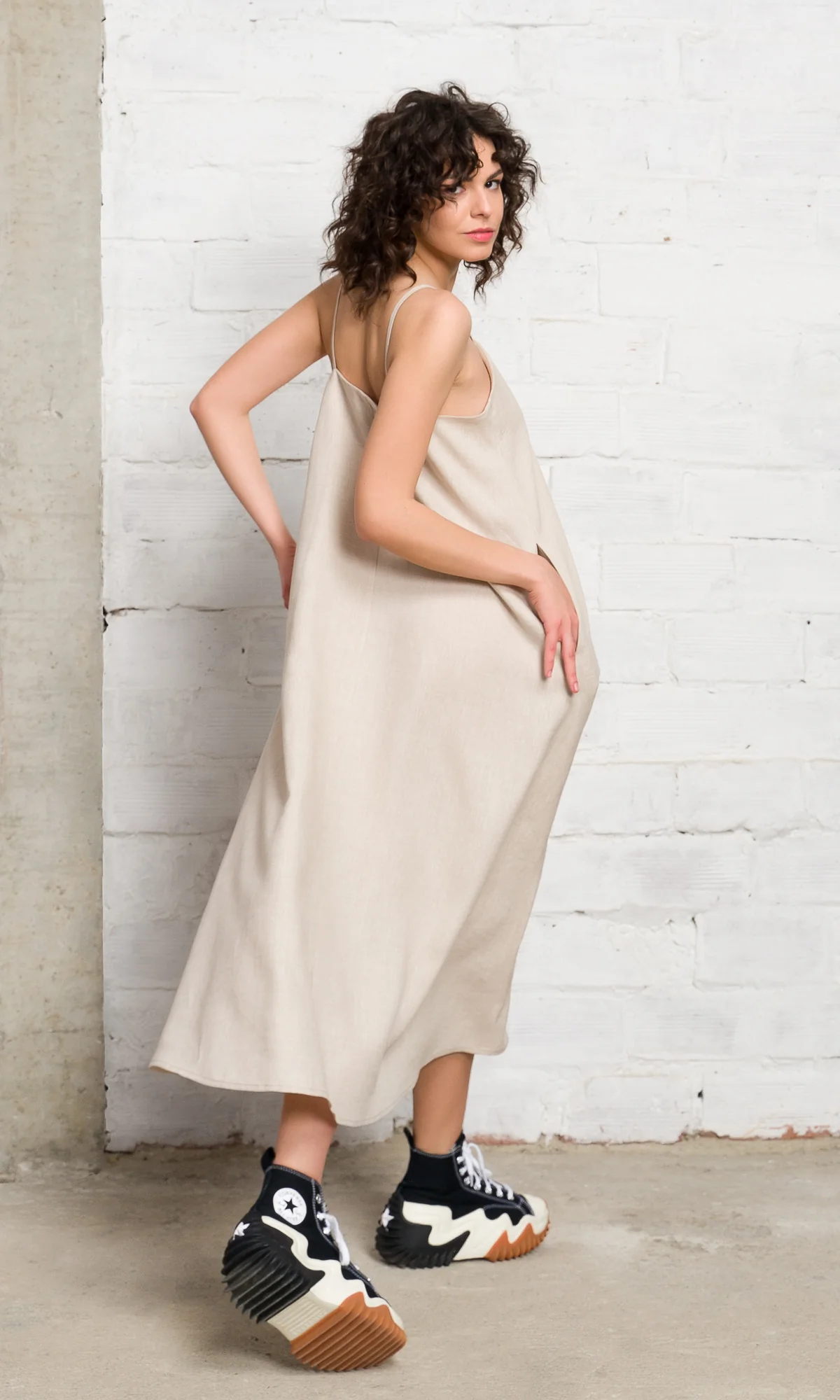 Linen Midi Camisole Dress - Image 8