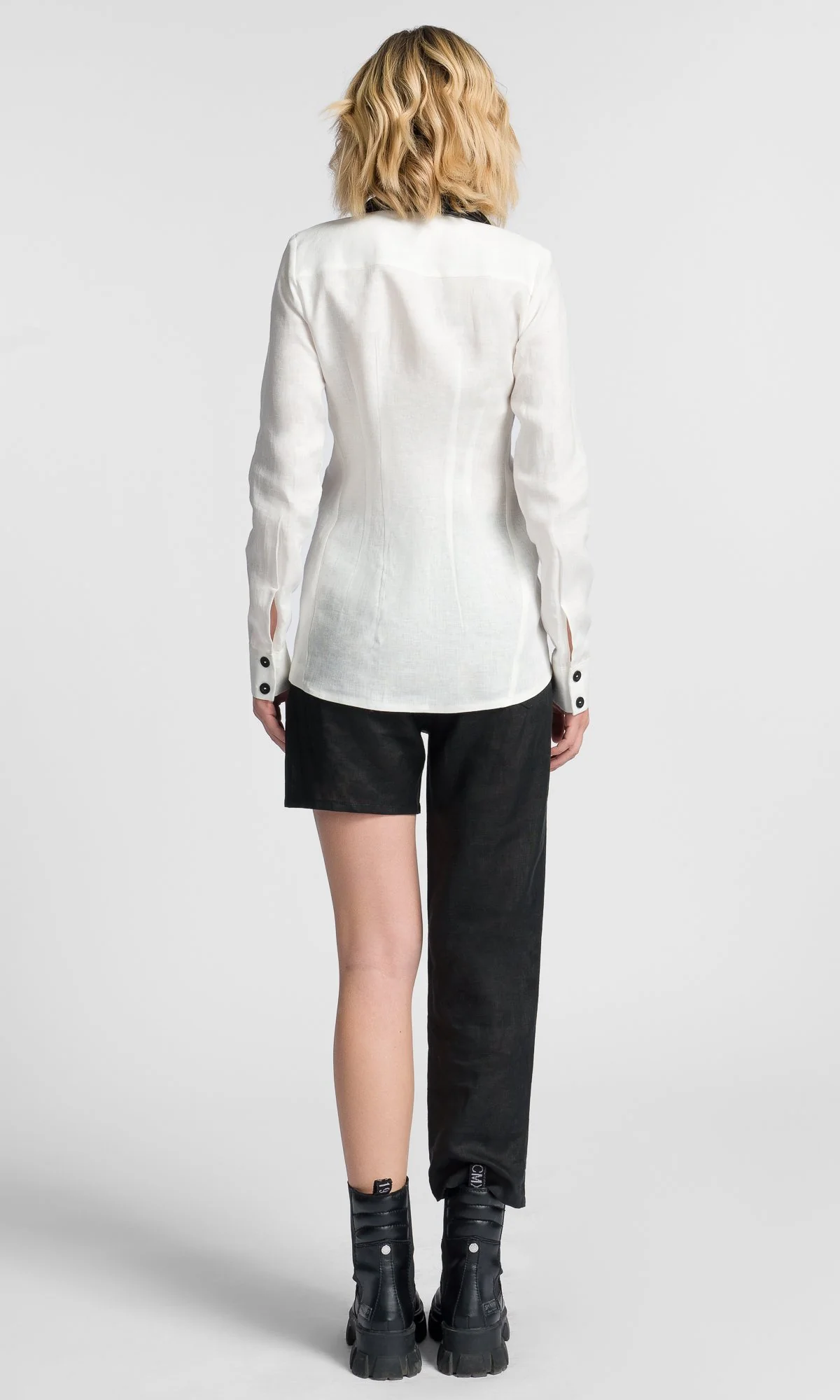 Linen Shirt with Asymmetric Closure - Image 5